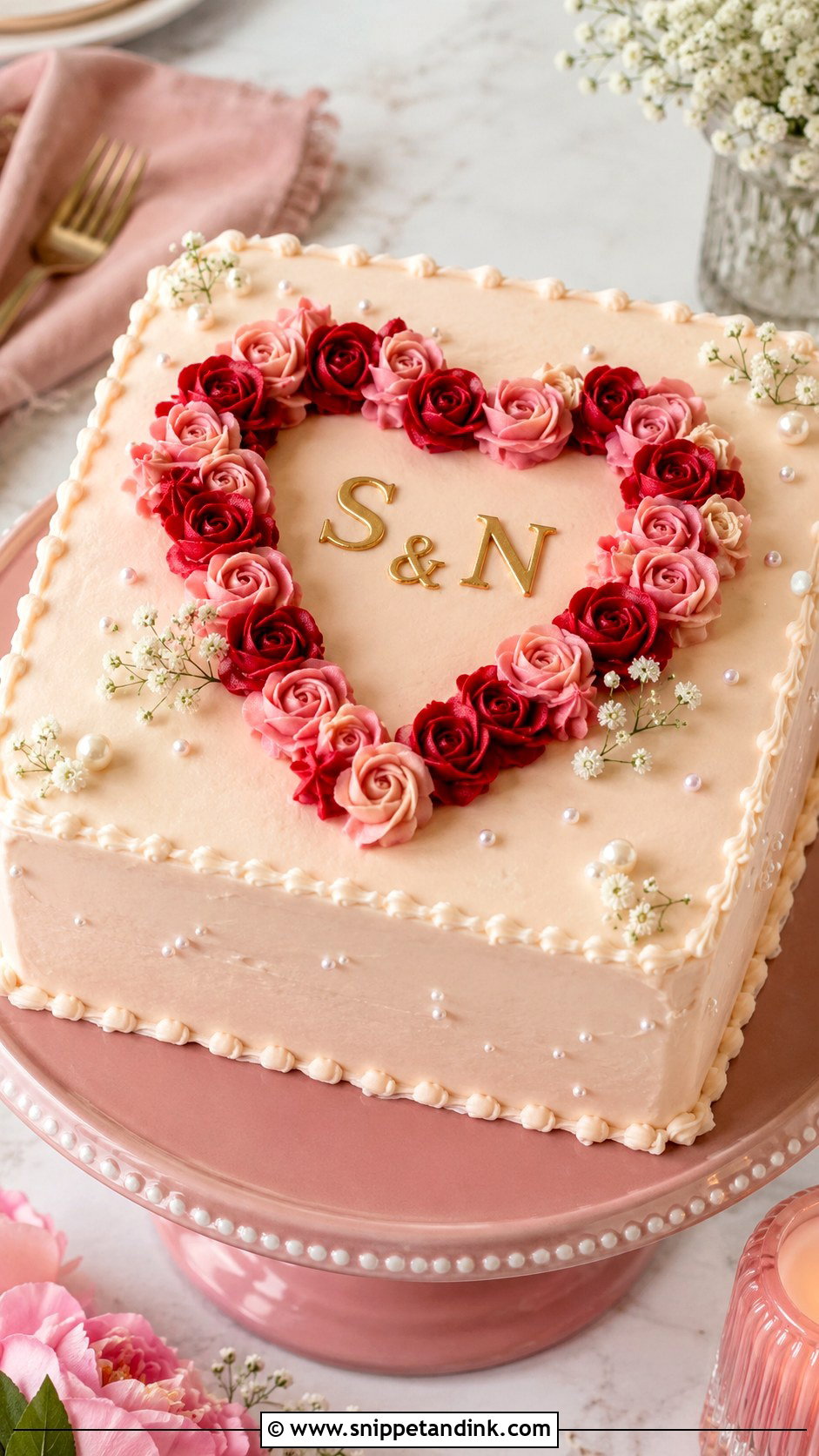 Square Heart Anniversary Cake - Snippet and Ink - 20 Square Anniversary Cake Ideas