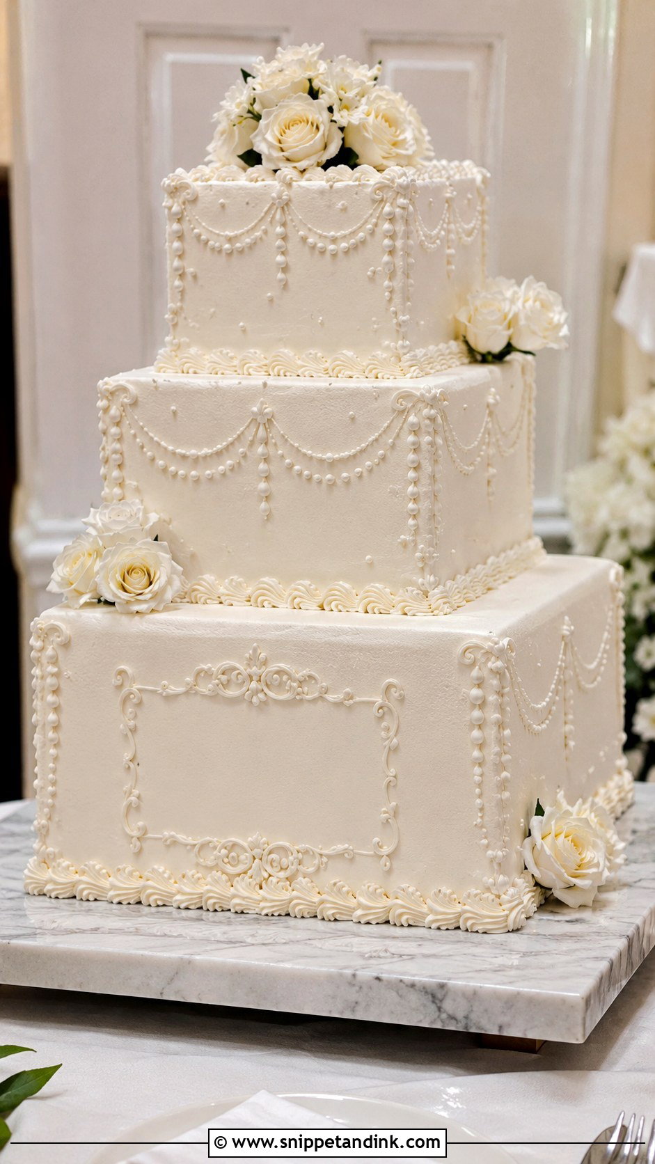 Square Lambeth Wedding Cake - Snippet and Ink - 25 Lambeth Style Wedding Cakes