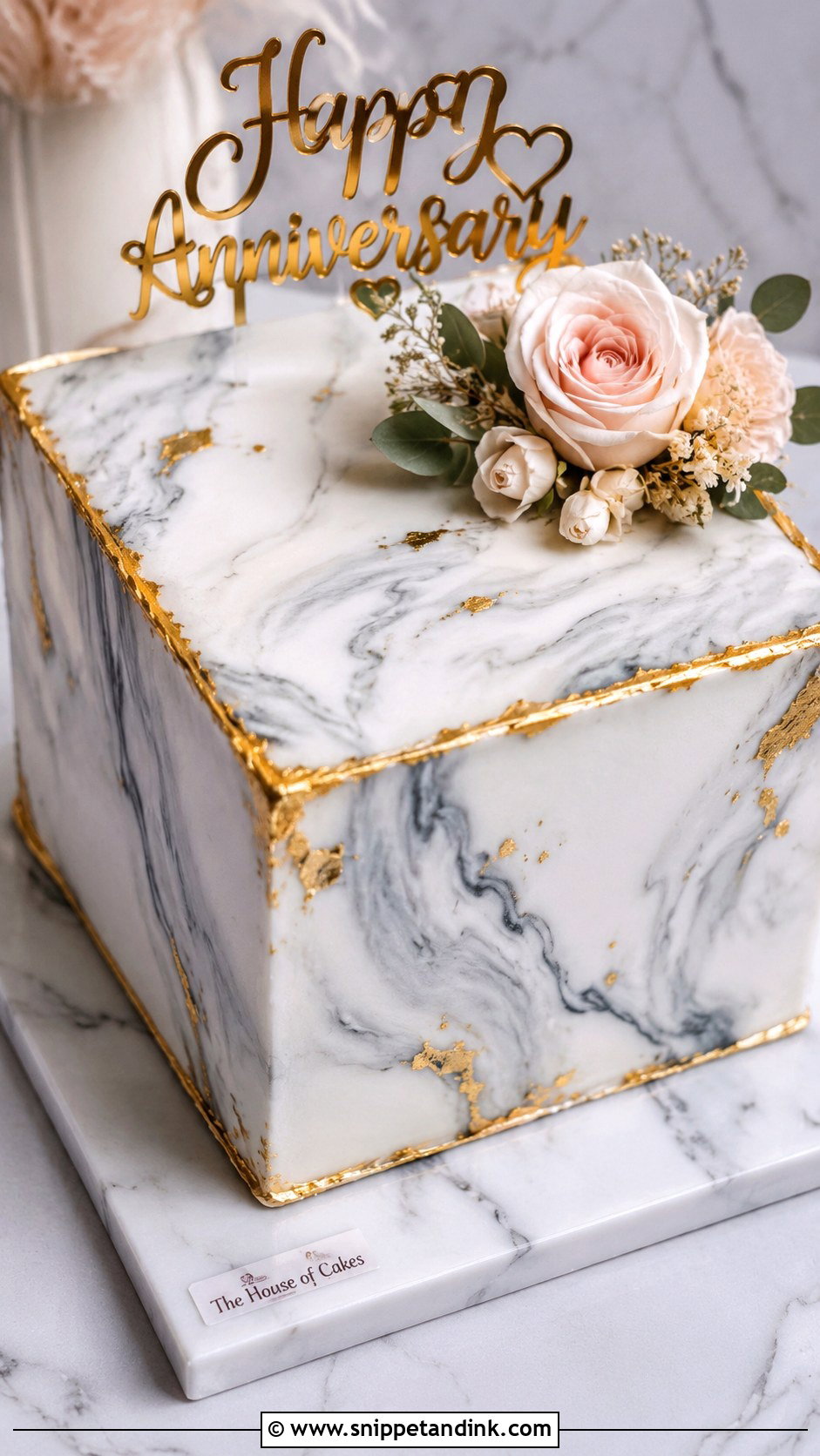 Square Marble Anniversary Cake - Snippet and Ink - 20 Square Anniversary Cake Ideas