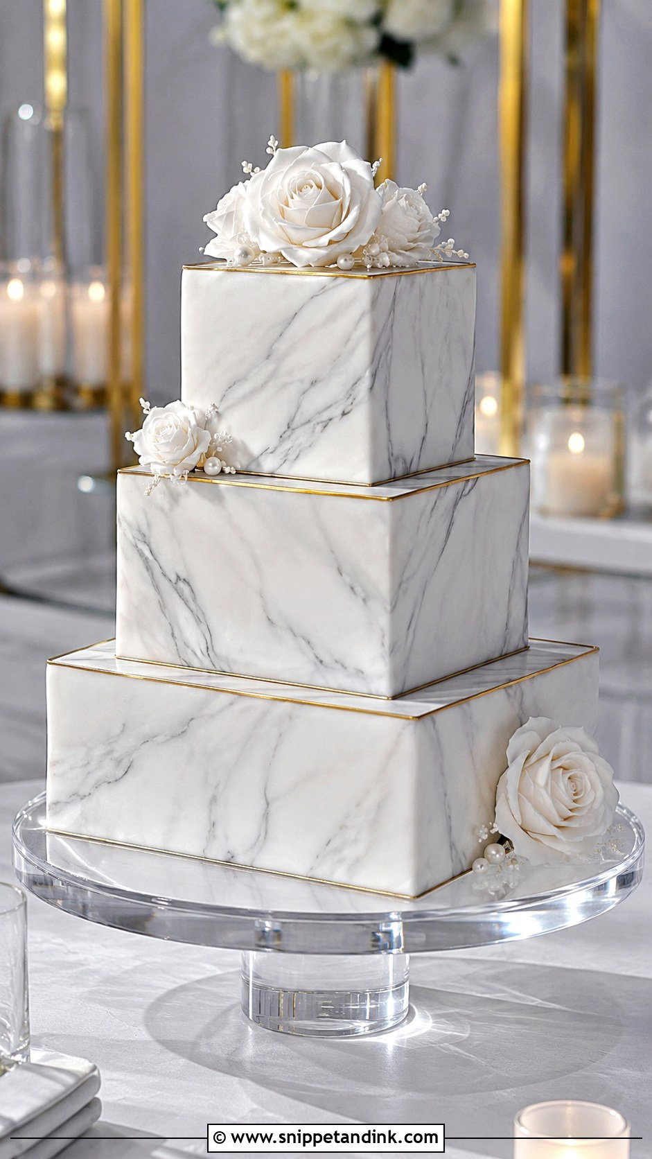Square Marble Wedding Cake - Snippet and Ink - 20 Square Cake Designs for Wedding