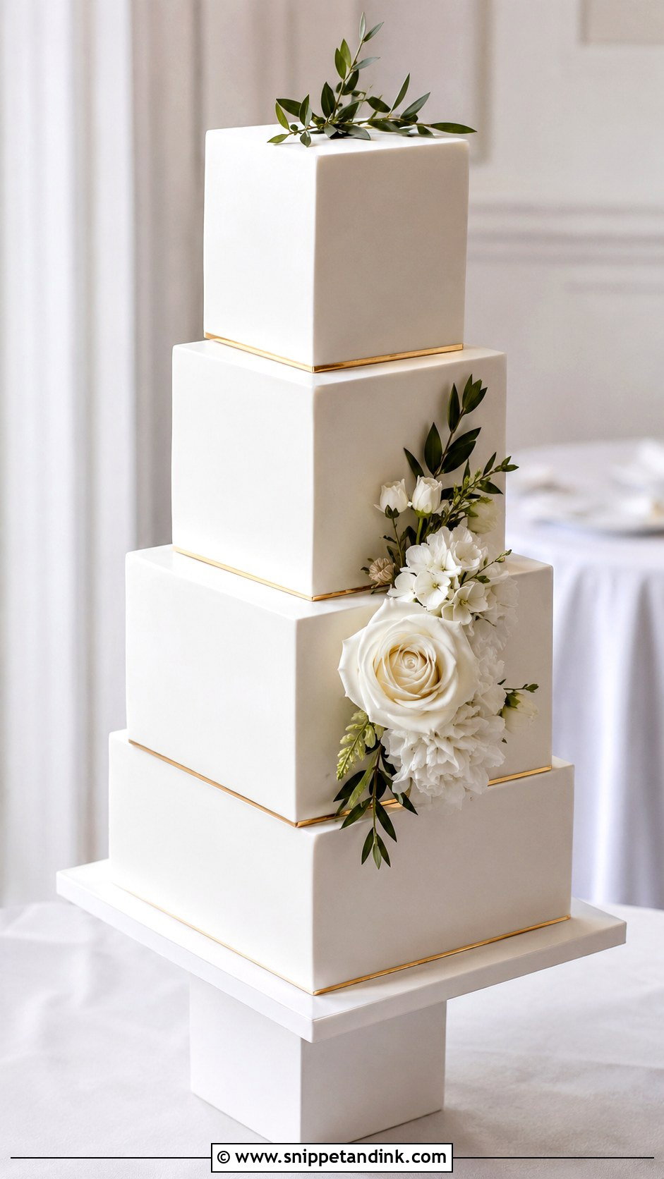 Square Modern Wedding Cake - Snippet and Ink - 20 Square Cake Designs for Wedding