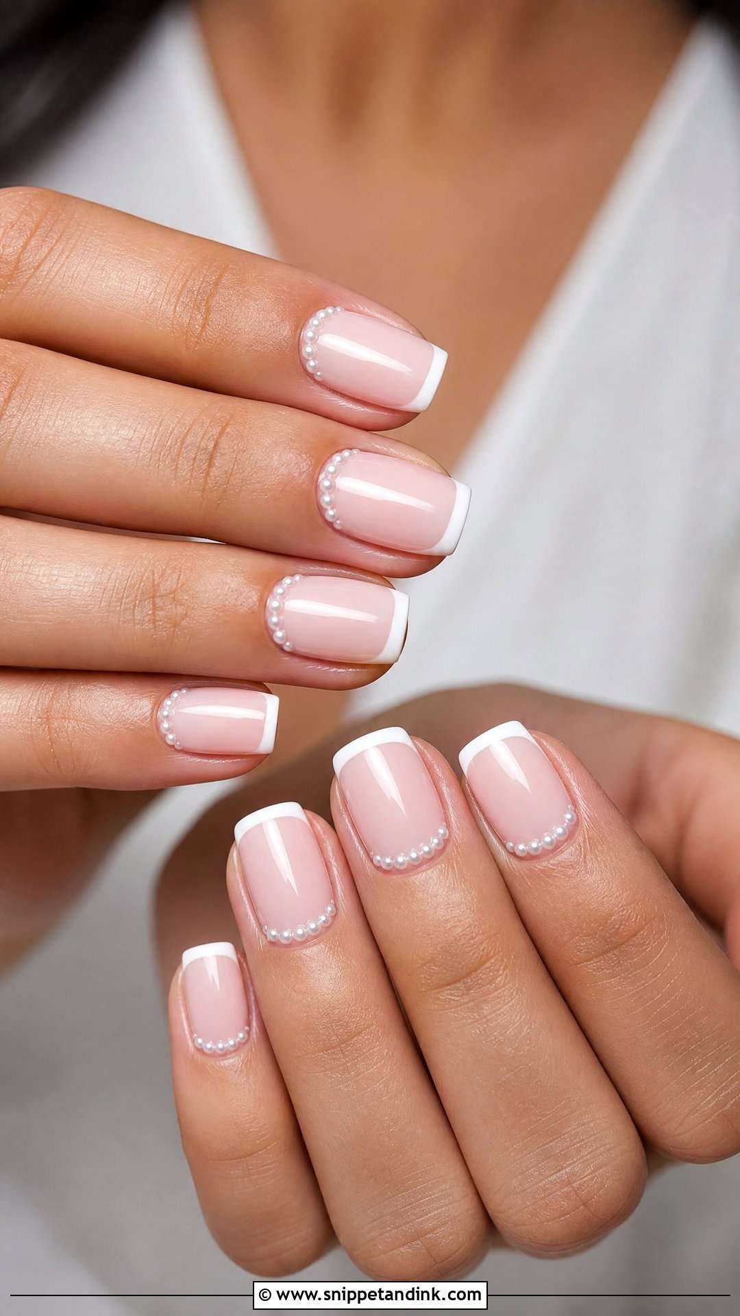 Square Pearl Wedding Nails - Snippet and Ink - 25 Wedding Nails with Pearls