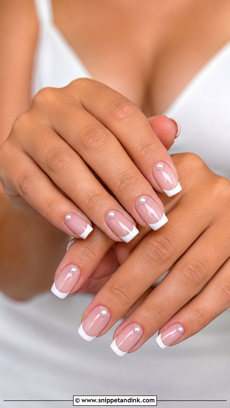 Square Pearl Wedding Nails - Snippet and Ink - 20 Pearl Wedding Nails for Bride