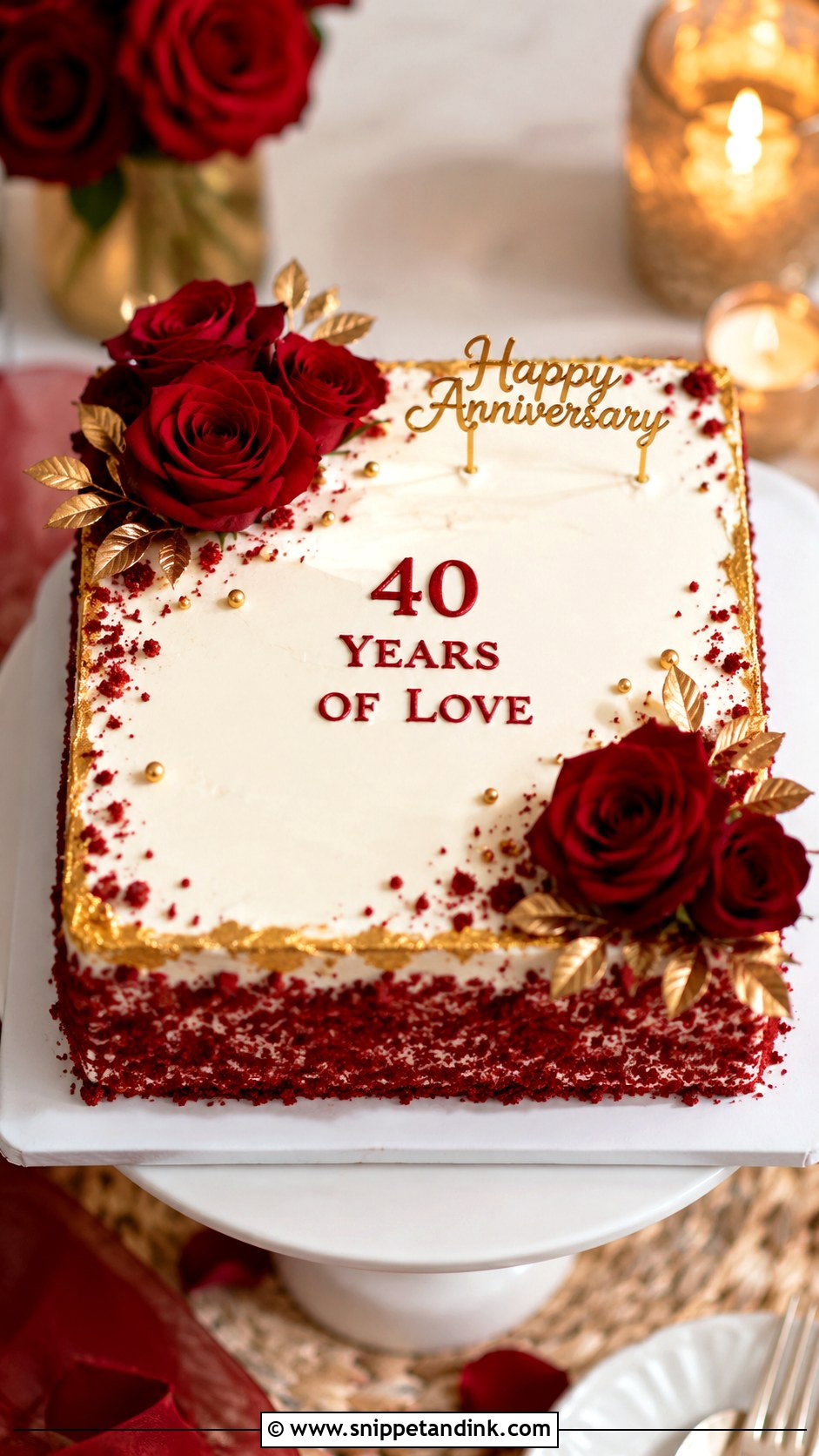 Square Ruby Anniversary Cake - Snippet and Ink - 20 Square Anniversary Cake Ideas