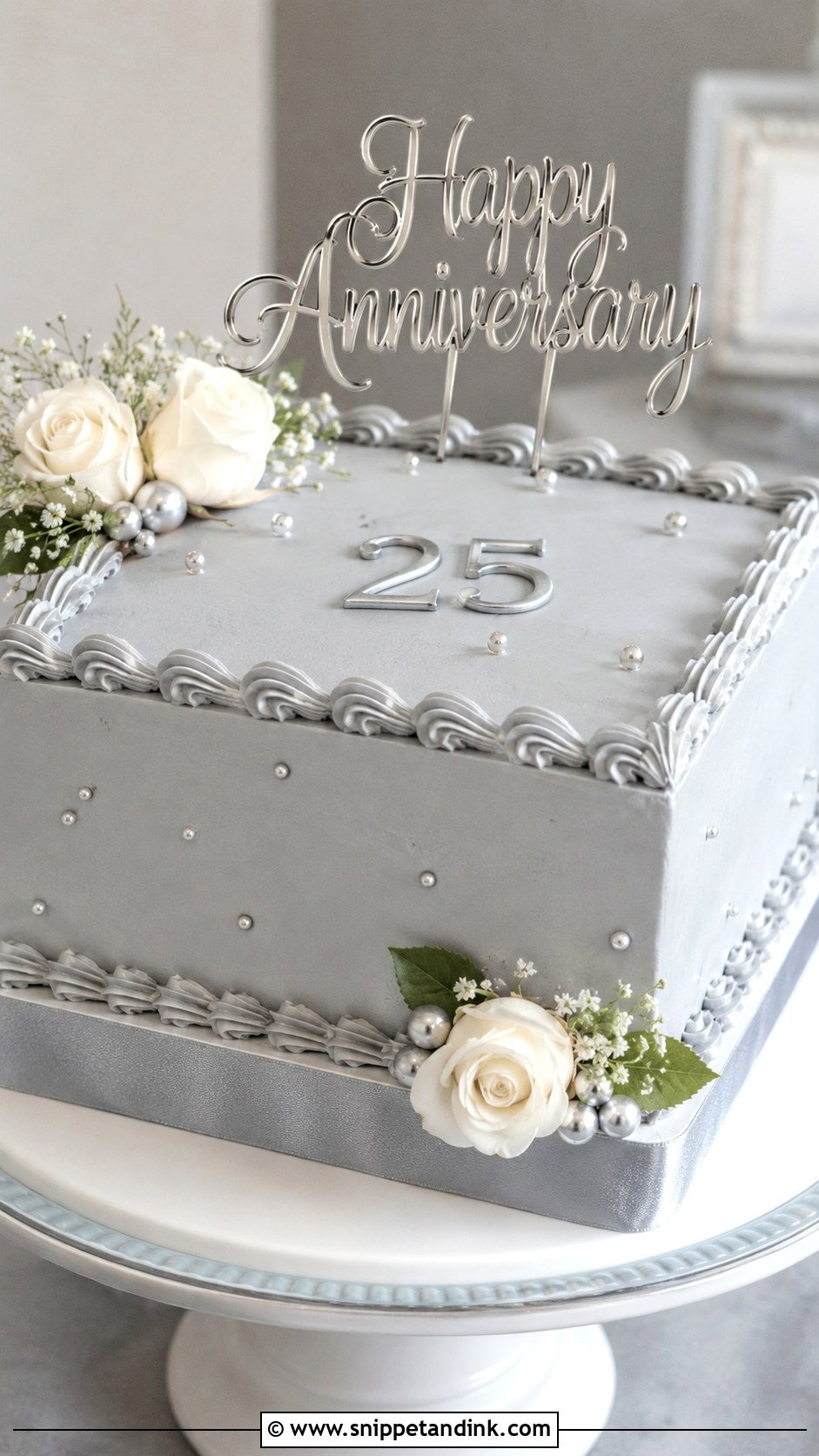 Square Silver Anniversary Cake - Snippet and Ink - 20 Square Anniversary Cake Ideas