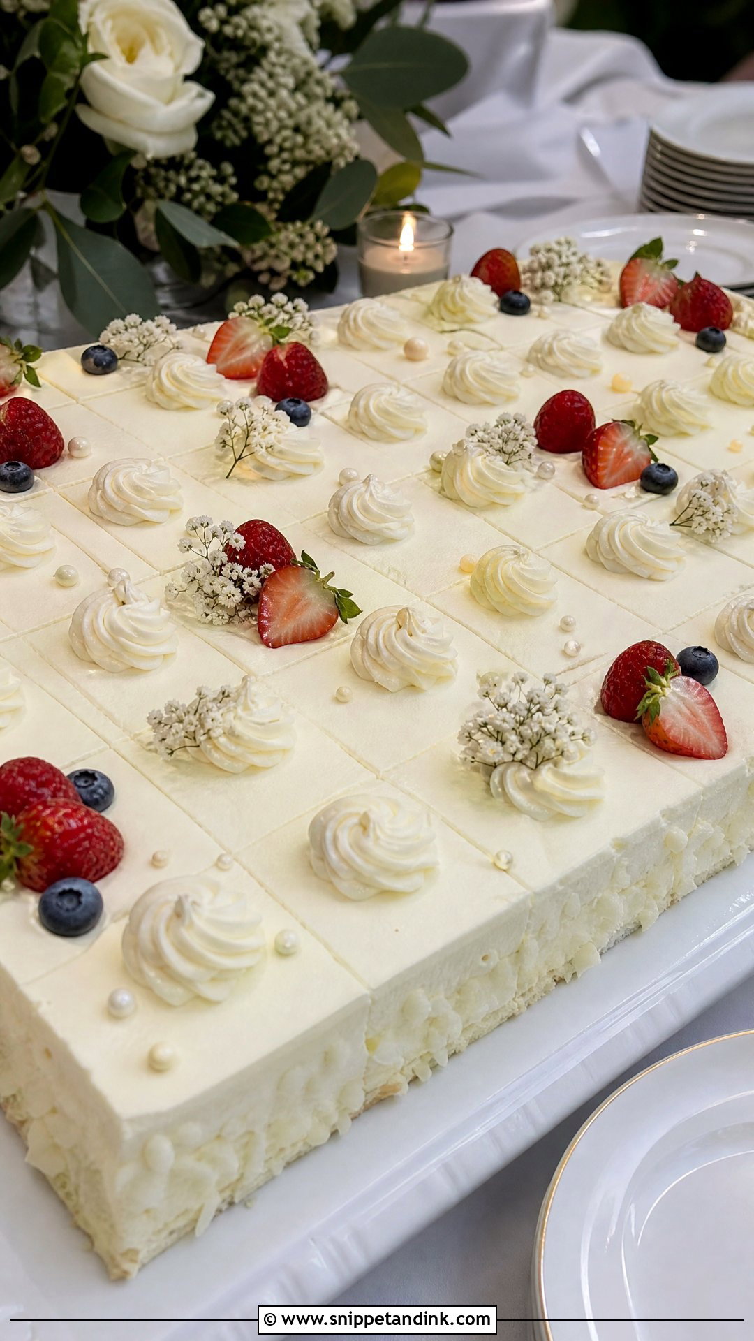 Square Slice Wedding Sheet Cake - Snippet and Ink - 20 Wedding Sheet Cake Ideas