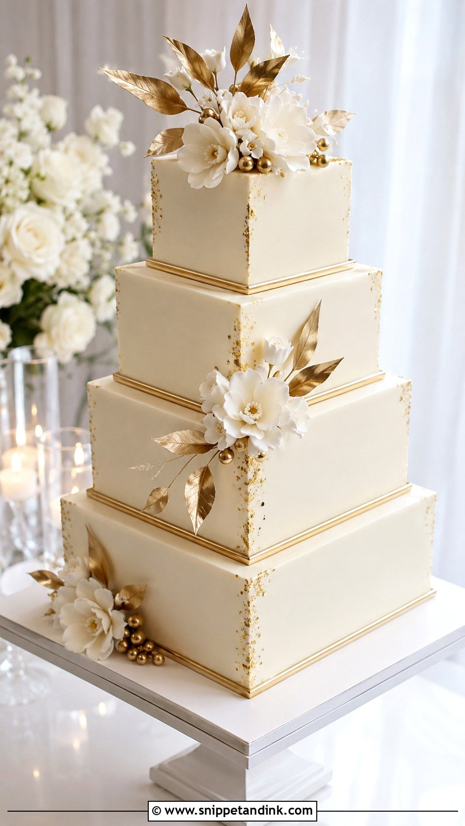 Square Sparkle Wedding Cake - Snippet and Ink - 30 Sparkle Wedding Cake Ideas