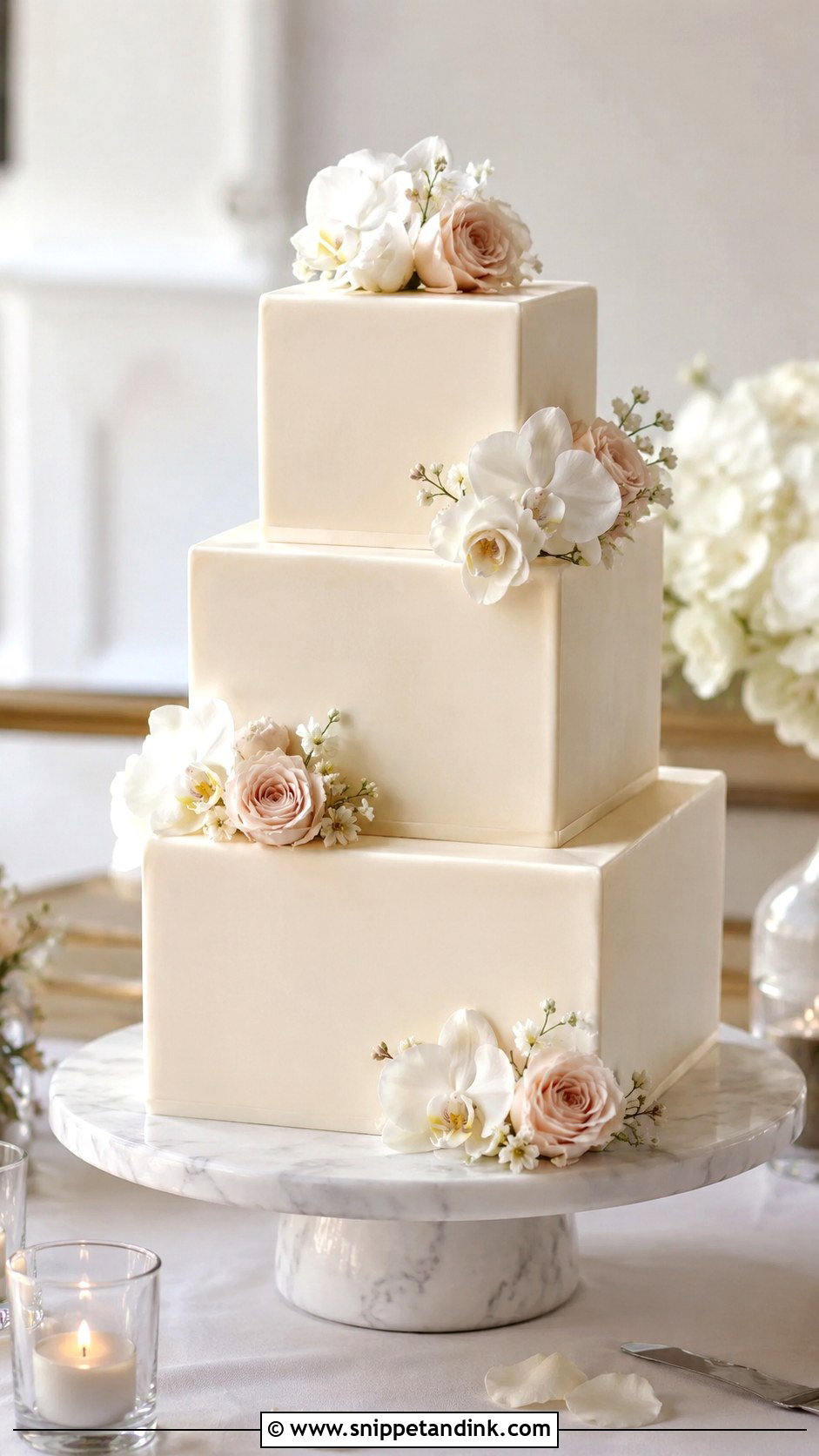 Square Stacked Wedding Cake - Snippet and Ink - 20 Stacking Wedding Cakes Ideas