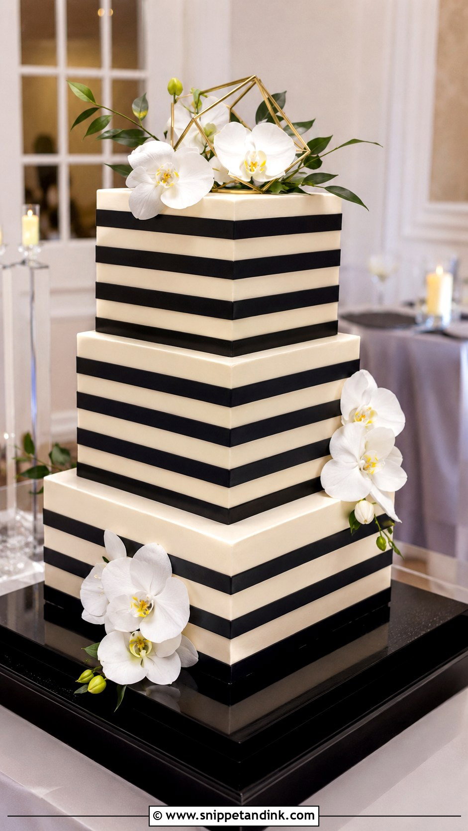 Square Striped Wedding Cake - Snippet and Ink - 20 Striped Wedding Cake Ideas