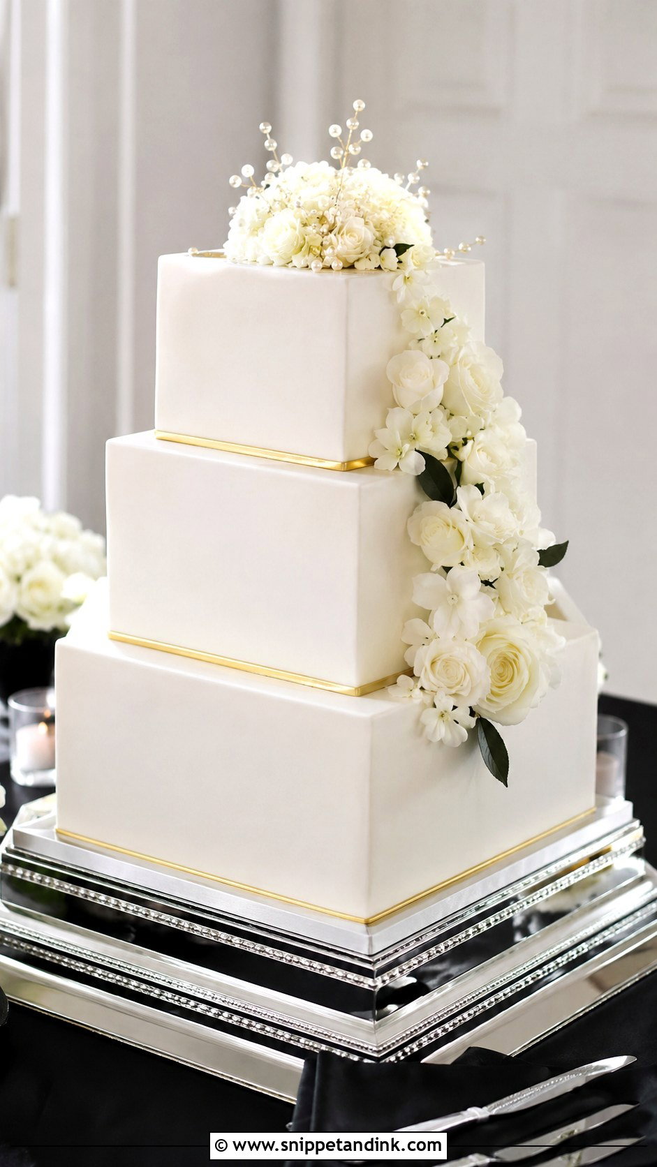 Square Tiered Wedding Cake - Snippet and Ink - 30 Tiered Wedding Cake Ideas