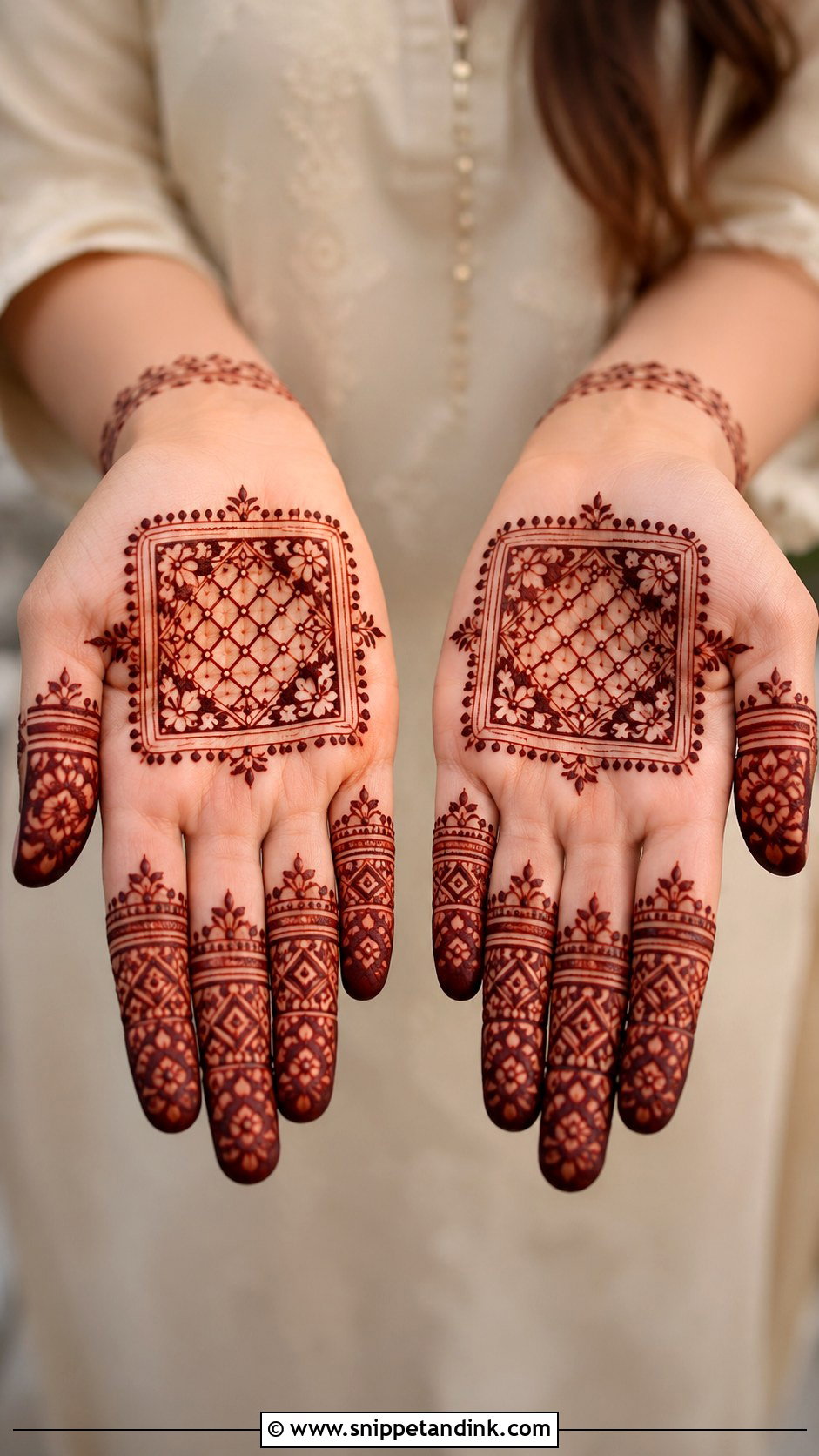 Square Tikki Mehndi Design - Snippet and Ink - 35 Tikki Mehndi Design Ideas