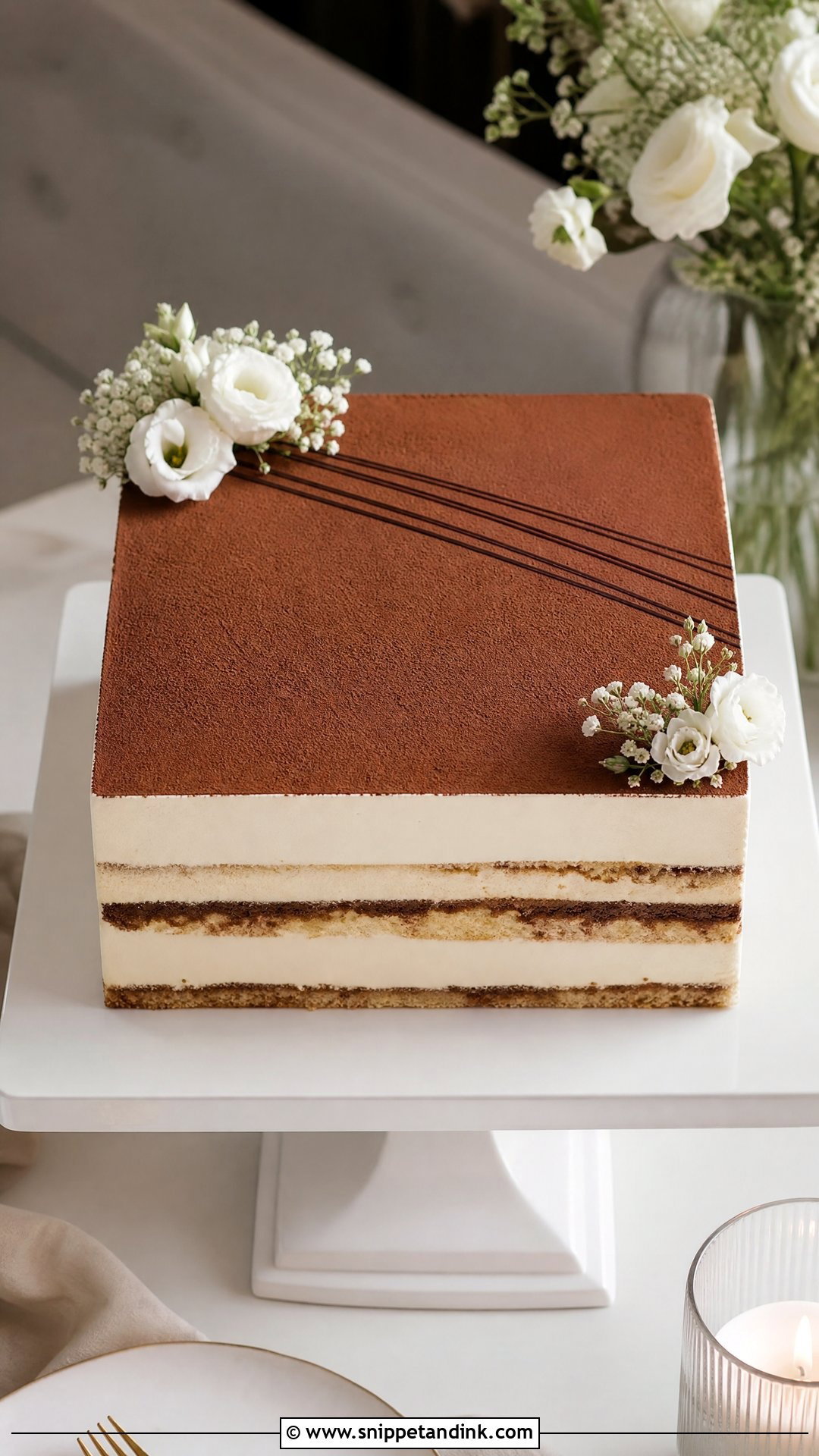 Square Tiramisu Wedding Cake - Snippet and Ink - 25 Tiramisu Wedding Cake Ideas