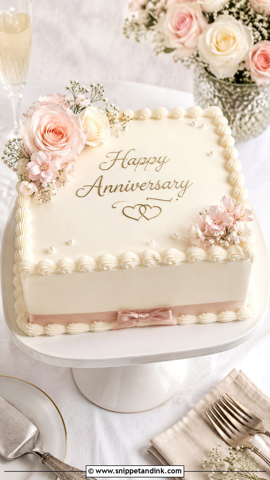 Square Vanilla Anniversary Cake - Snippet and Ink - 20 Square Anniversary Cake Ideas