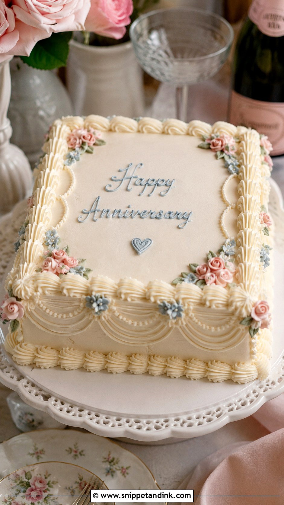 Square Vintage Anniversary Cake - Snippet and Ink - 20 Square Anniversary Cake Ideas