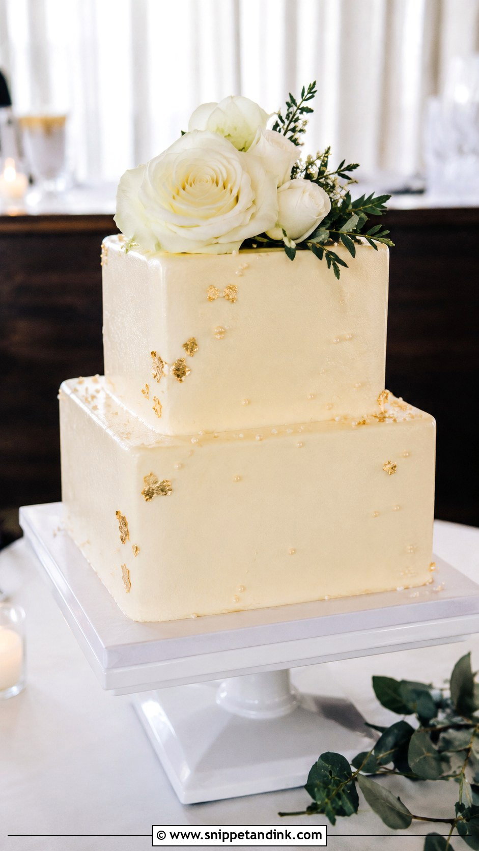 Square Wedding Cake - Snippet and Ink - 20 Easy Wedding Cake Designs