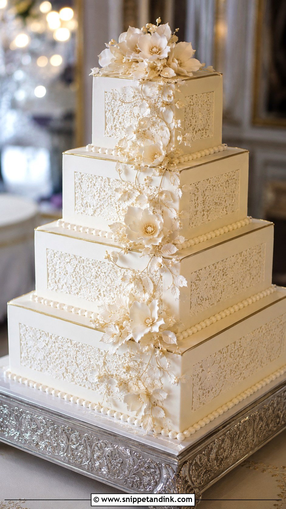 Square Wedding Cake - Snippet and Ink - 20 Elegant Royal Wedding Cakes