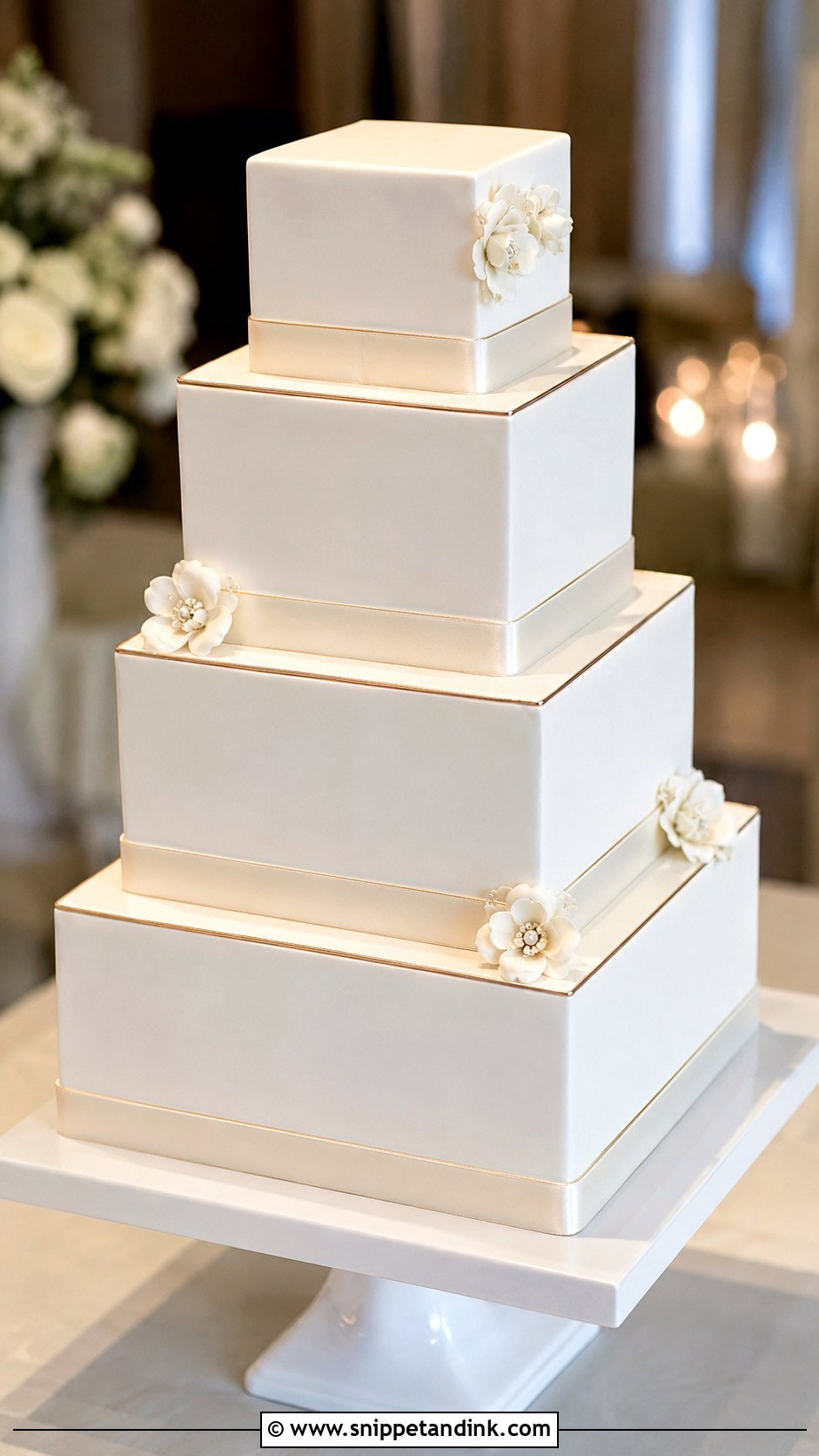 Square Wedding Cake - Snippet and Ink - 20 Elegant Wedding Cake Designs