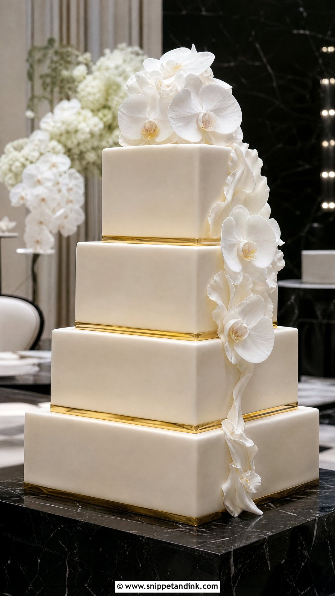 Square Wedding Cake - Snippet and Ink - 20 Luxury Wedding Cake Designs