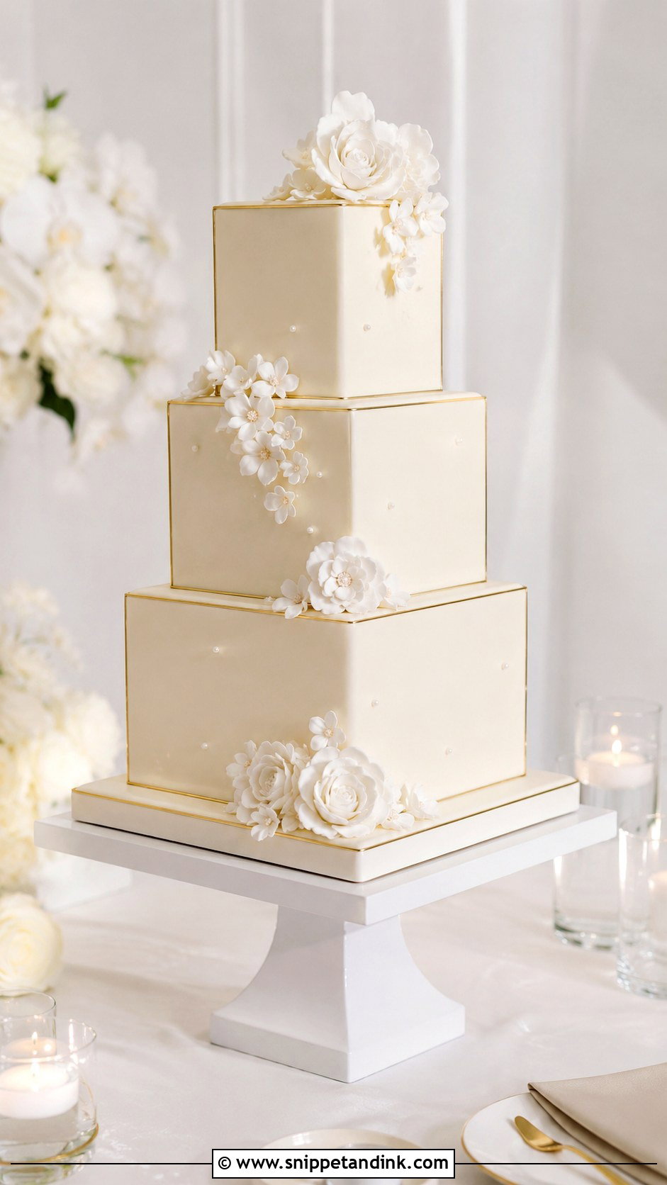 Square Wedding Cake - Snippet and Ink - 20 Most Beautiful Wedding Cakes