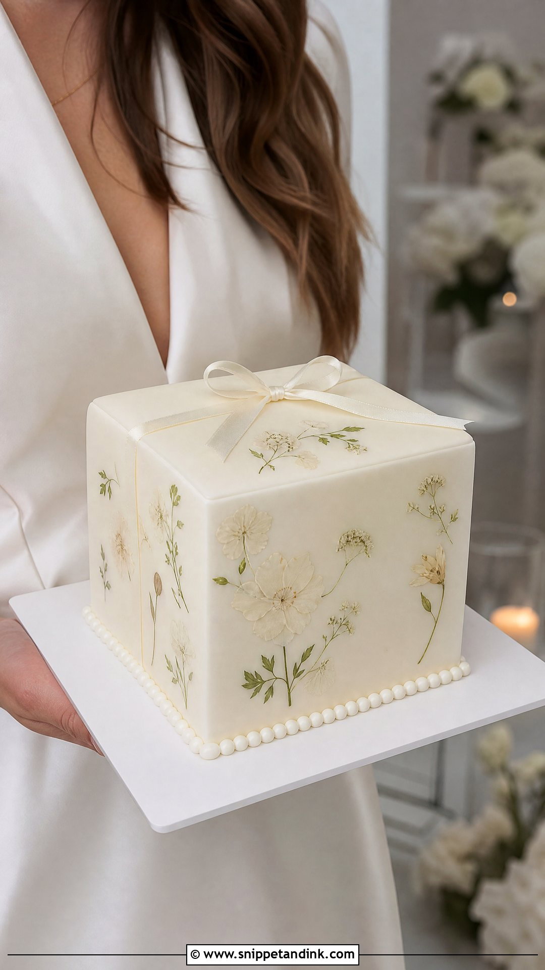 Square Wedding Cake - Snippet and Ink - 20 Person Holding Cake Ideas for Wedding