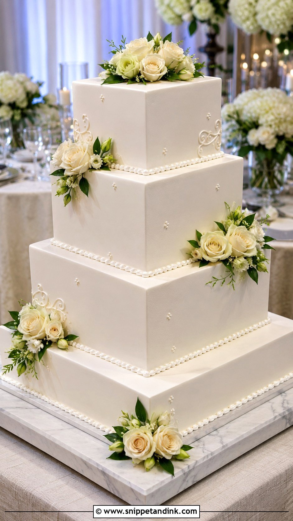 Square Wedding Cake - Snippet and Ink - 20 Pretty Cakes for Wedding