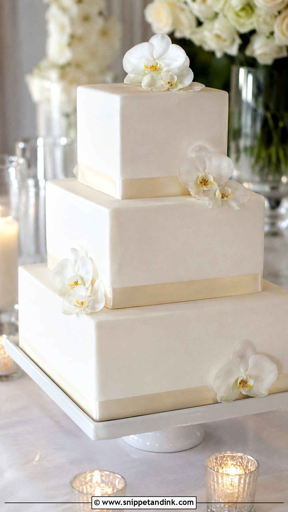Square Wedding Cake - Snippet and Ink - 20 Simple Beautiful Wedding Cakes
