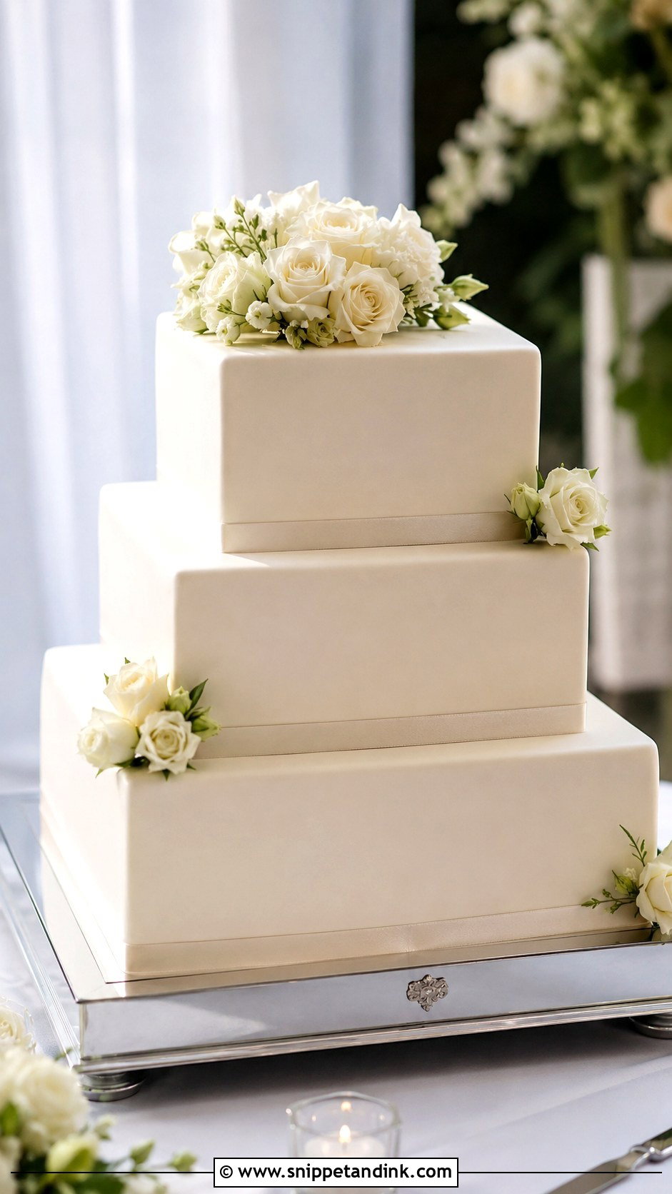 Square Wedding Cake - Snippet and Ink - 20 Simple Deco Cake Ideas for Wedding