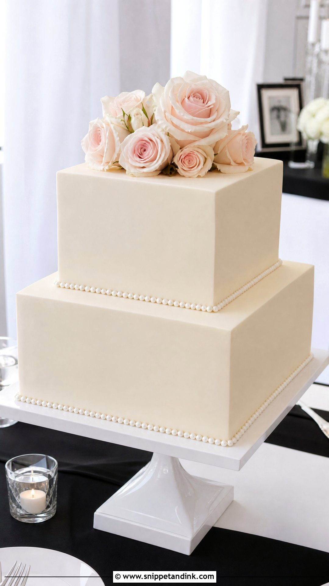 Square Wedding Cake - Snippet and Ink - 20 Simple Elegant Wedding Cake Ideas