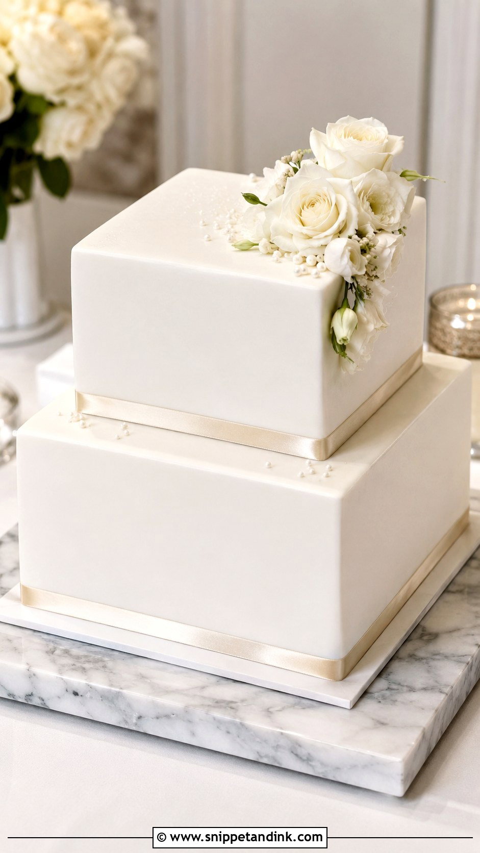 Square Wedding Cake - Snippet and Ink - 20 Simple Wedding Cake Decor Ideas