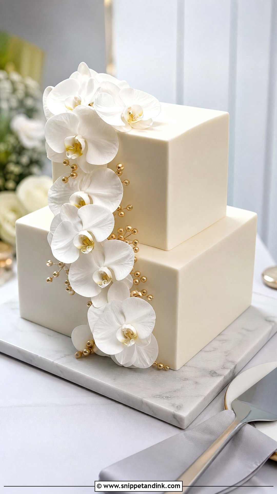 Square Wedding Cake - Snippet and Ink - 20 Simple Wedding Cake Designs