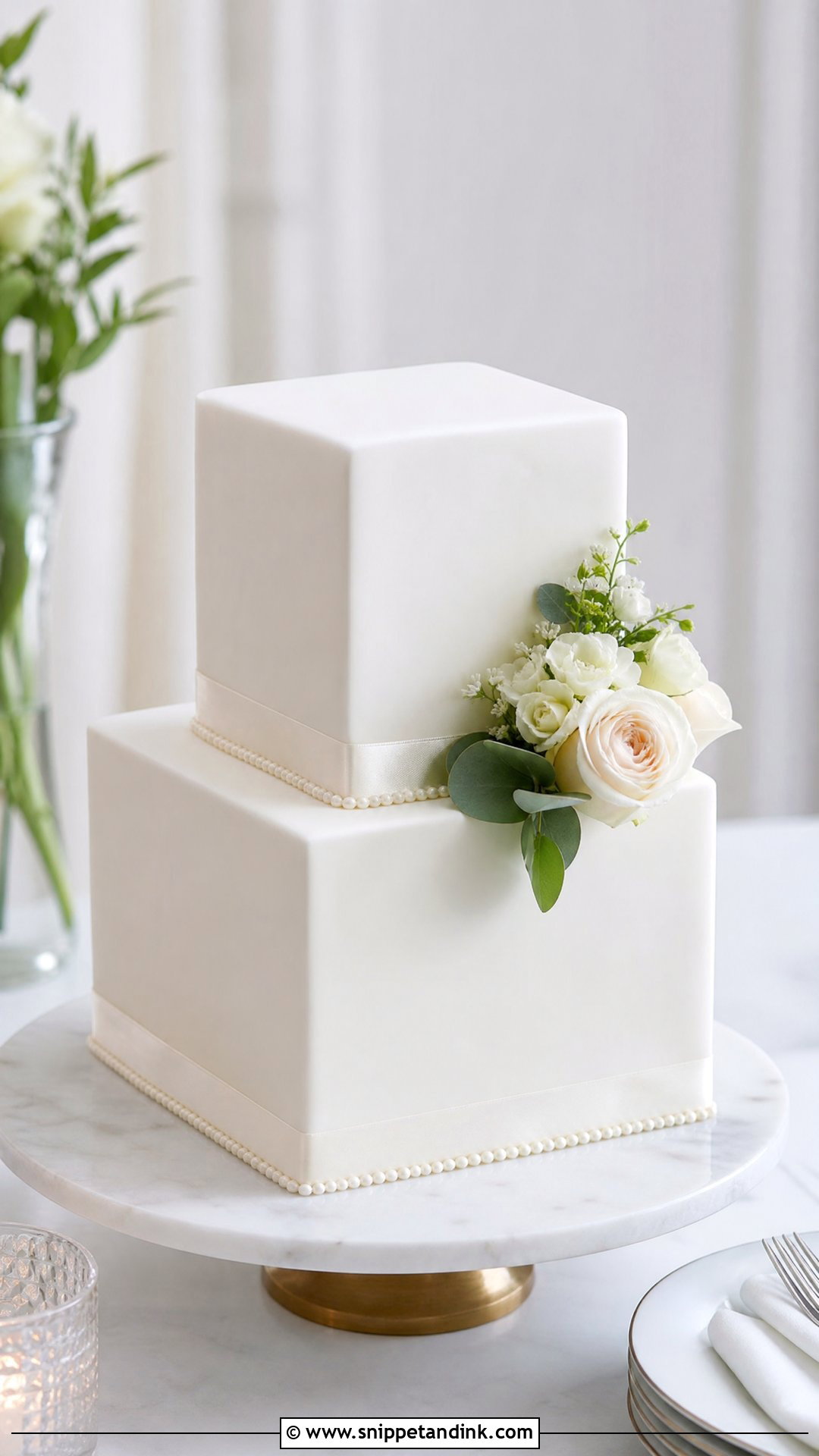 Square Wedding Cake - Snippet and Ink - 20 Simple Wedding Cake Ideas