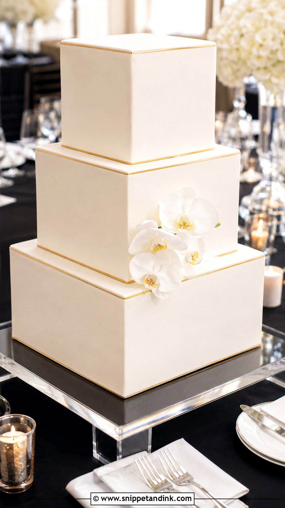Square Wedding Cake - Snippet and Ink - 20 Sophisticated Wedding Cake Ideas