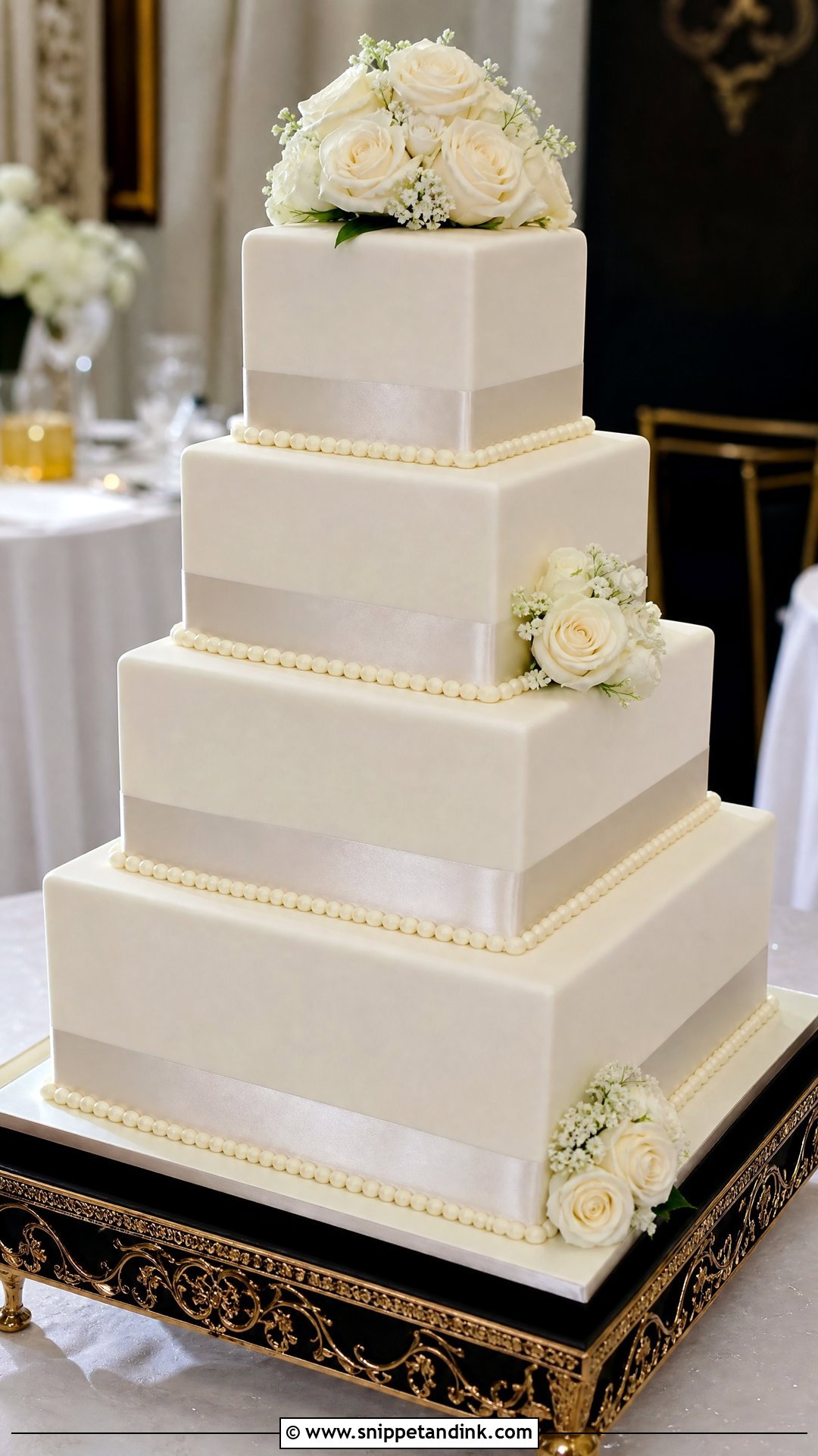 Square Wedding Cake - Snippet and Ink - 20 Traditional Wedding Cakes