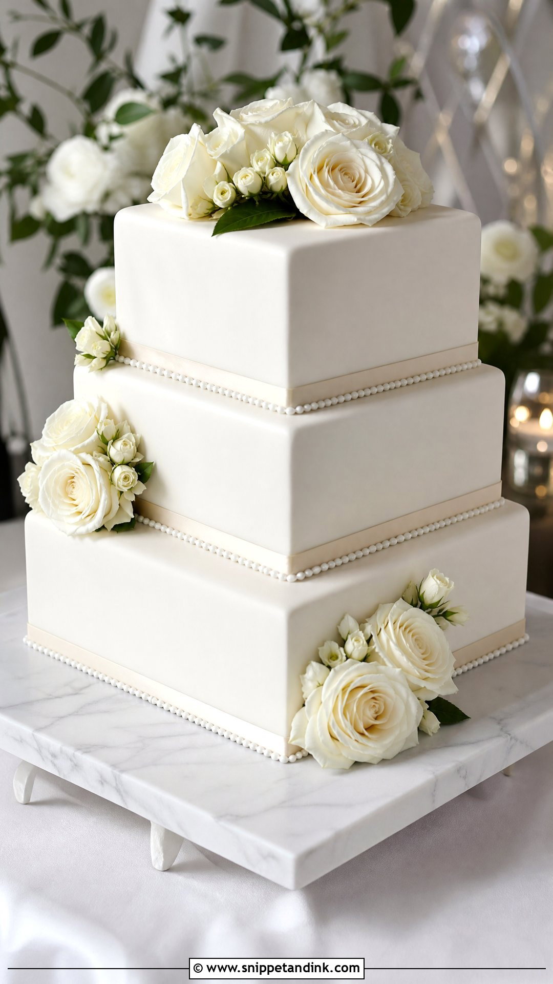 Square Wedding Cake - Snippet and Ink - 20 Trendy Wedding Cake Ideas