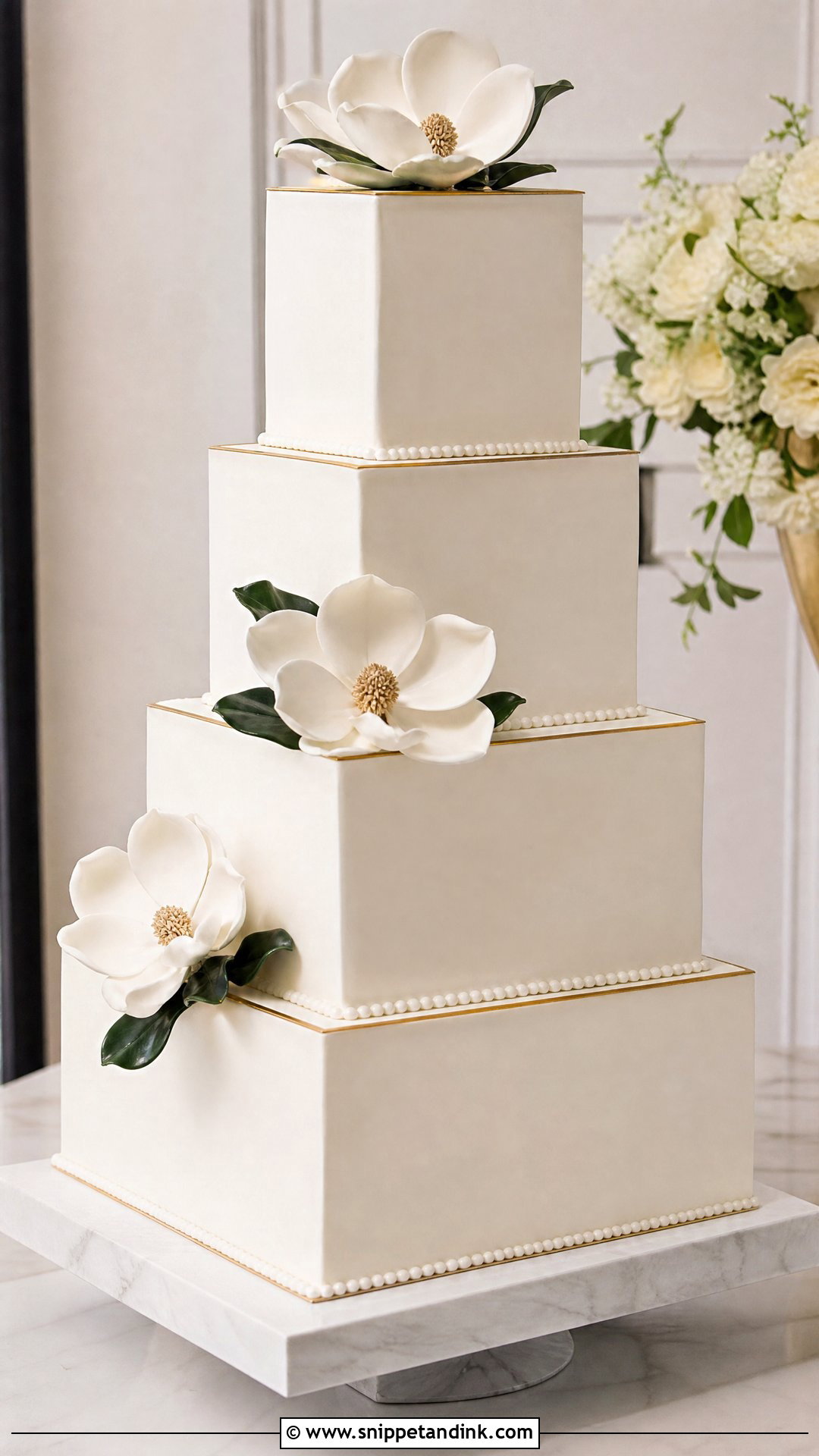 Square Wedding Cake - Snippet and Ink - 20 Unique Luxury Wedding Cake Ideas