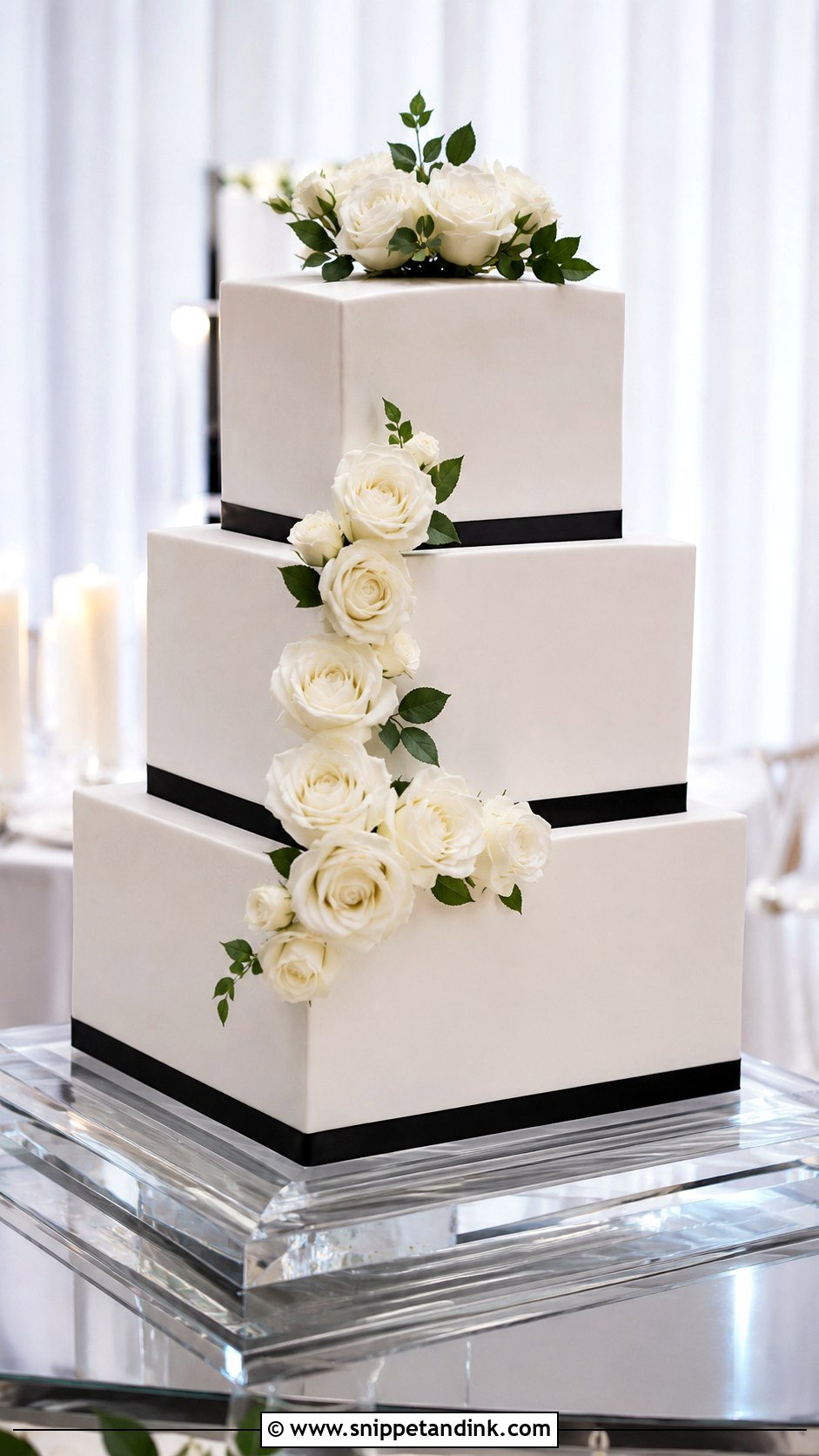 Square Wedding Cake - Snippet and Ink - 20 Wedding Cake Designs