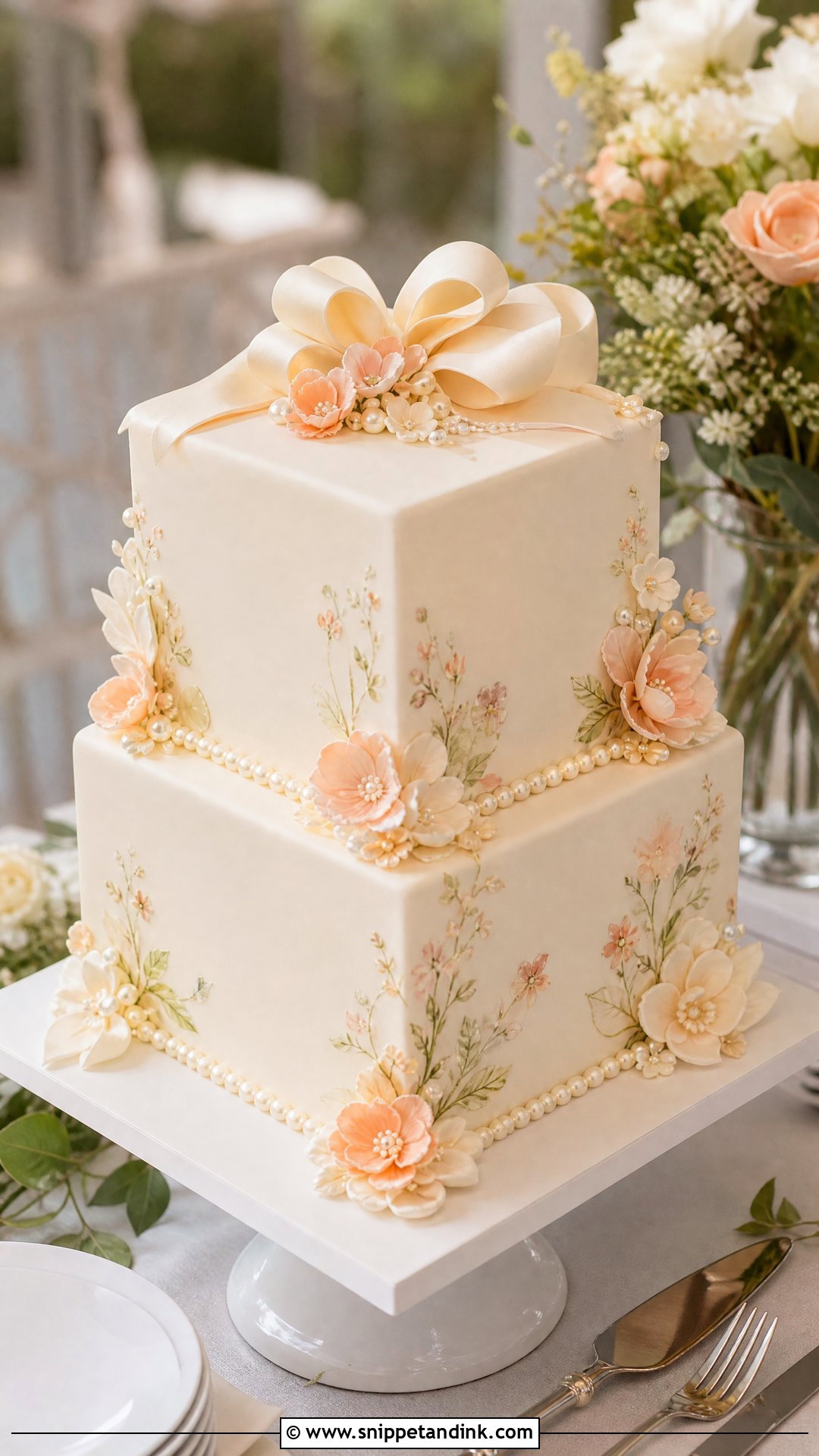 Square Wedding Cake - Snippet and Ink - 20 Whimsical Wedding Cakes