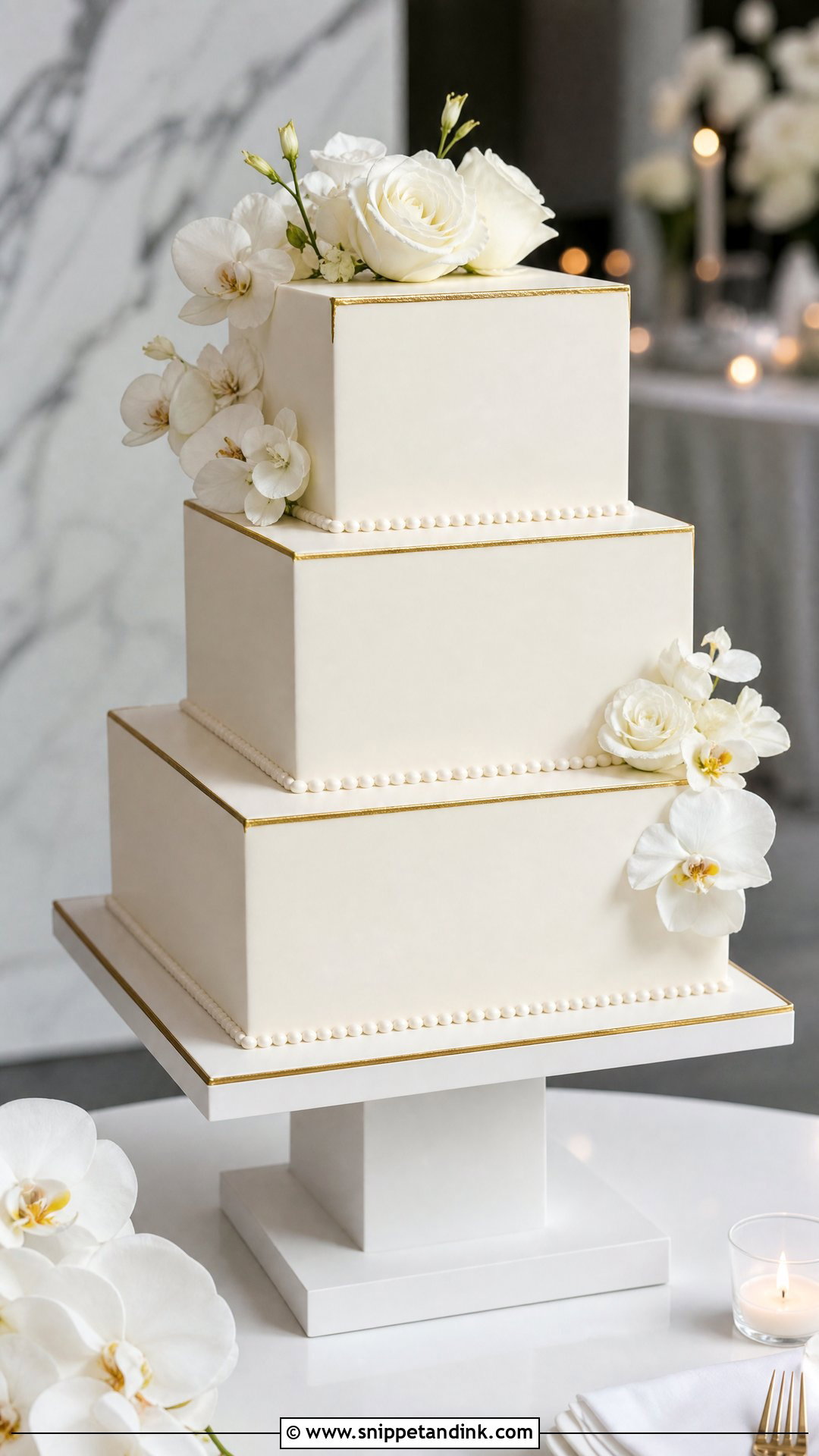 Square Wedding Cake - Snippet and Ink - 25 Classy Wedding Cakes