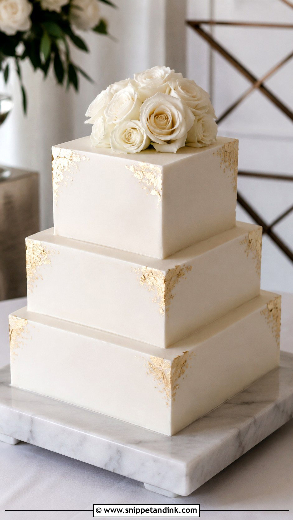 Square Wedding Cake - Snippet and Ink - 25 Simple But Elegant Wedding Cakes