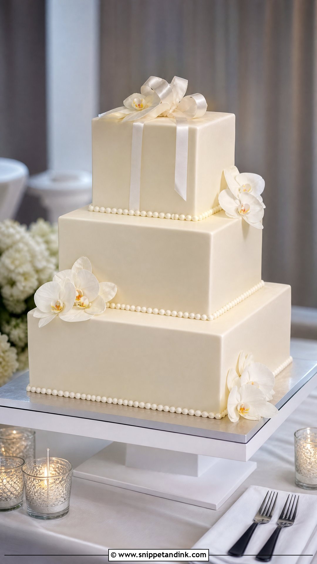 Square Wedding Cake - Snippet and Ink - 25 Trending Wedding Cakes