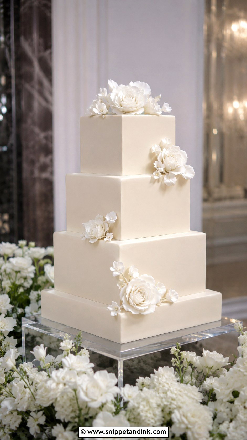 Square Wedding Cake - Snippet and Ink - 30 Elegant Wedding Cake Ideas