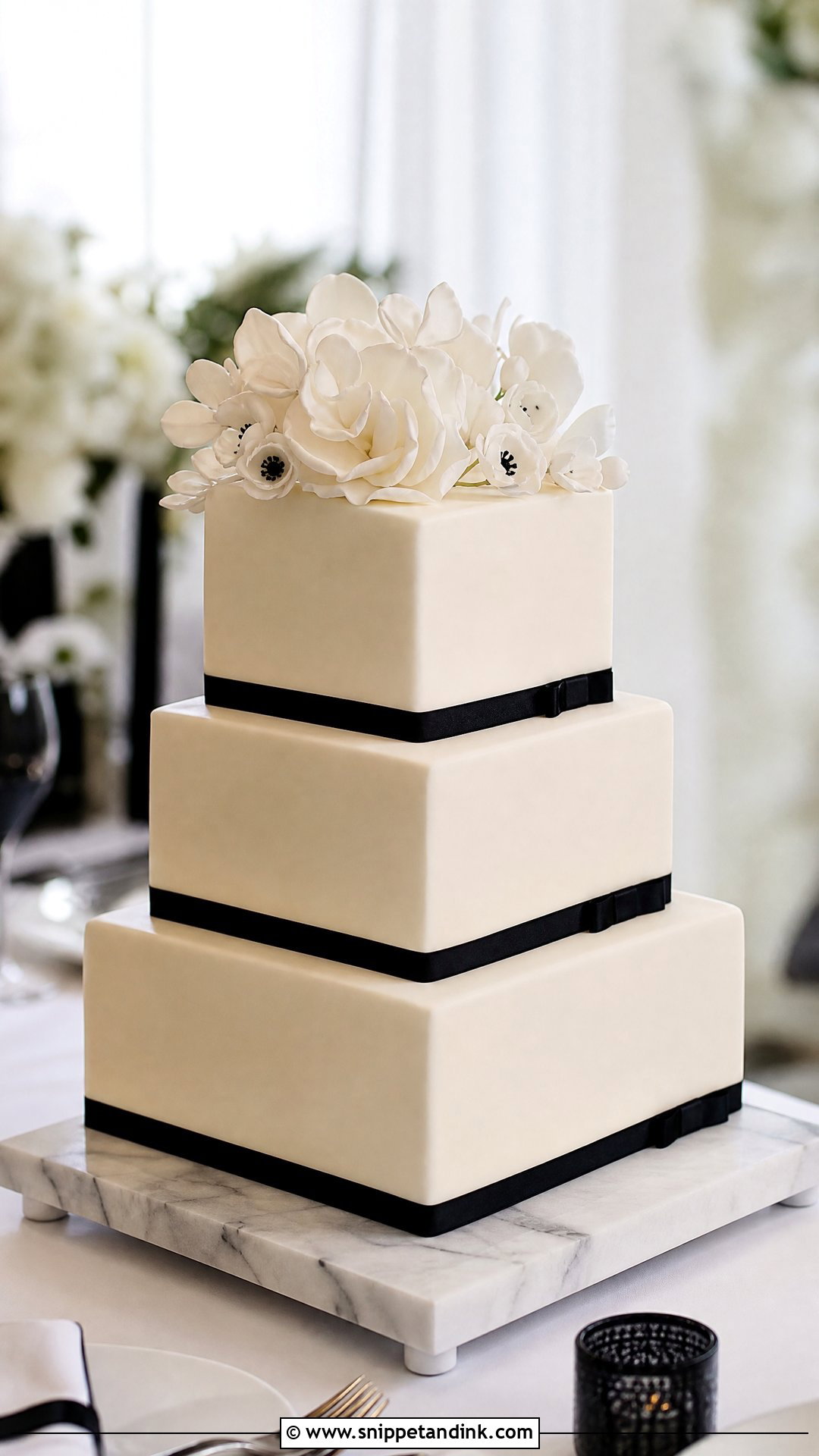Square Wedding Cake - Snippet and Ink - 30 Modern Wedding Cake Ideas