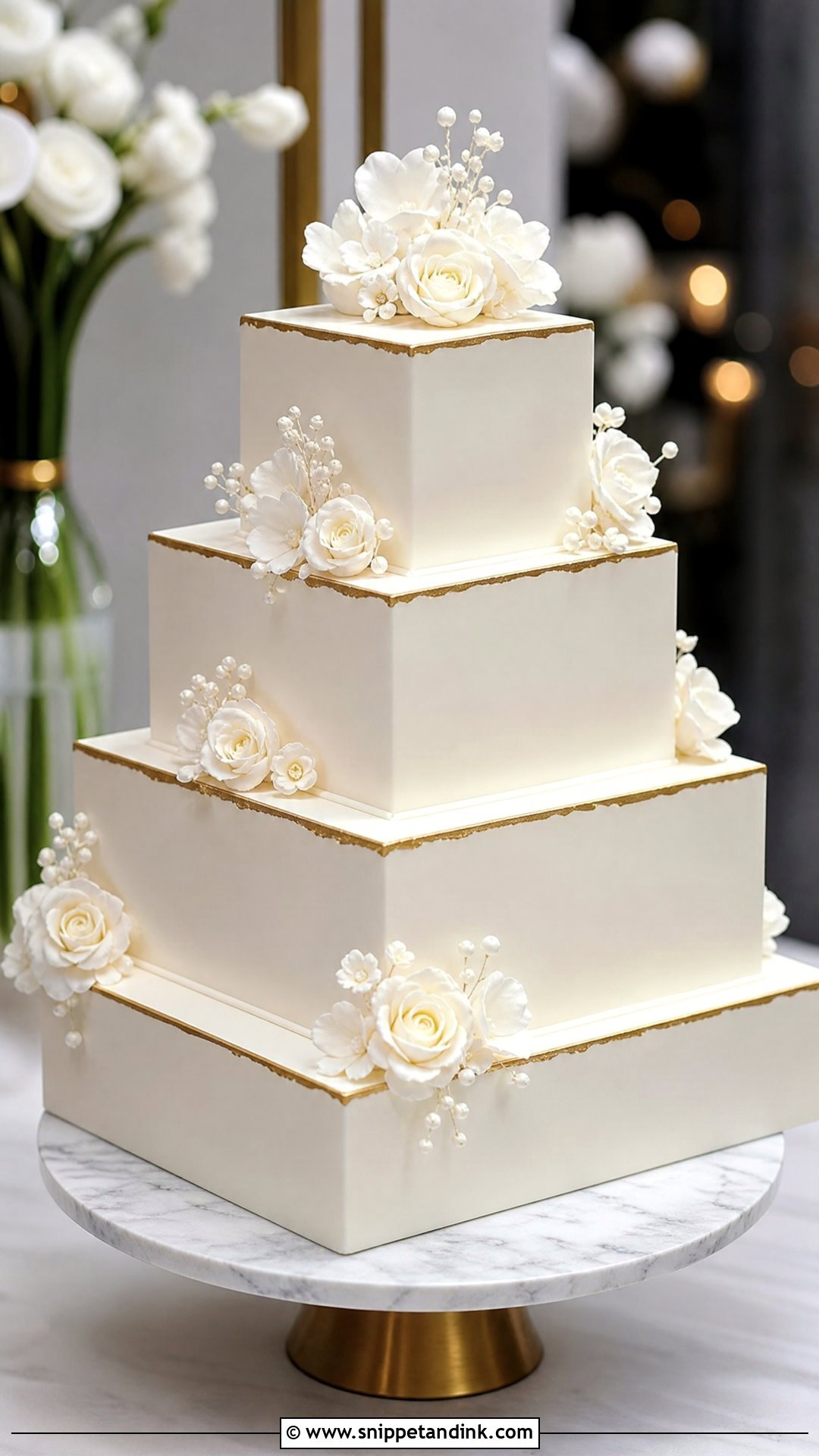 Square Wedding Cake - Snippet and Ink - 30 Pretty Cake Ideas for Wedding