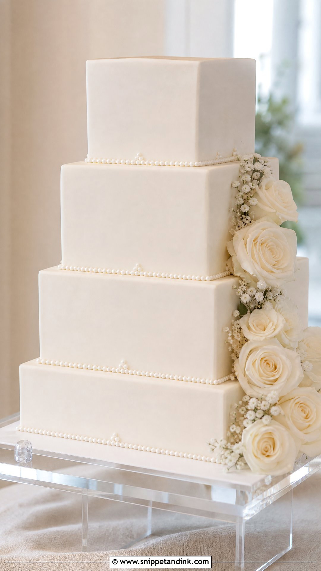 Square Wedding Cake - Snippet and Ink - 30 Simple Wedding Cake Ideas