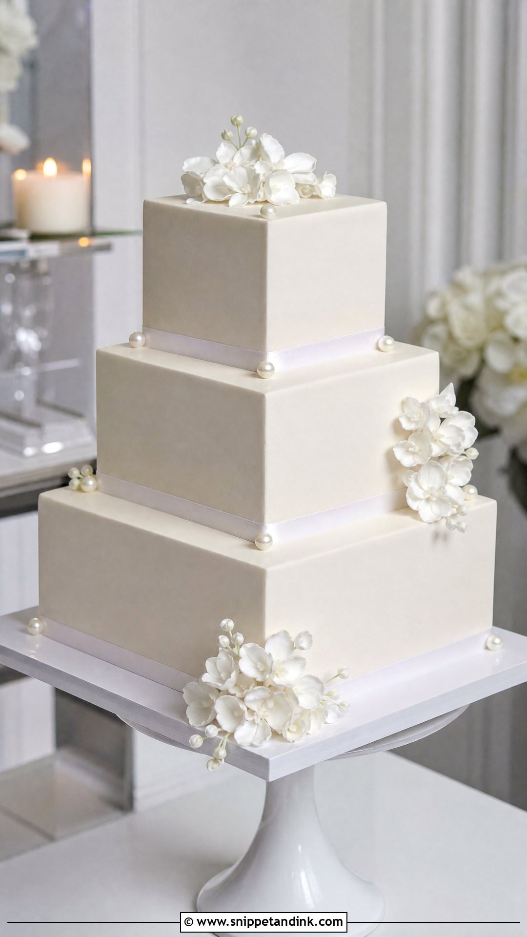 Square Wedding Cake - Snippet and Ink - 30 Wedding Cake Ideas