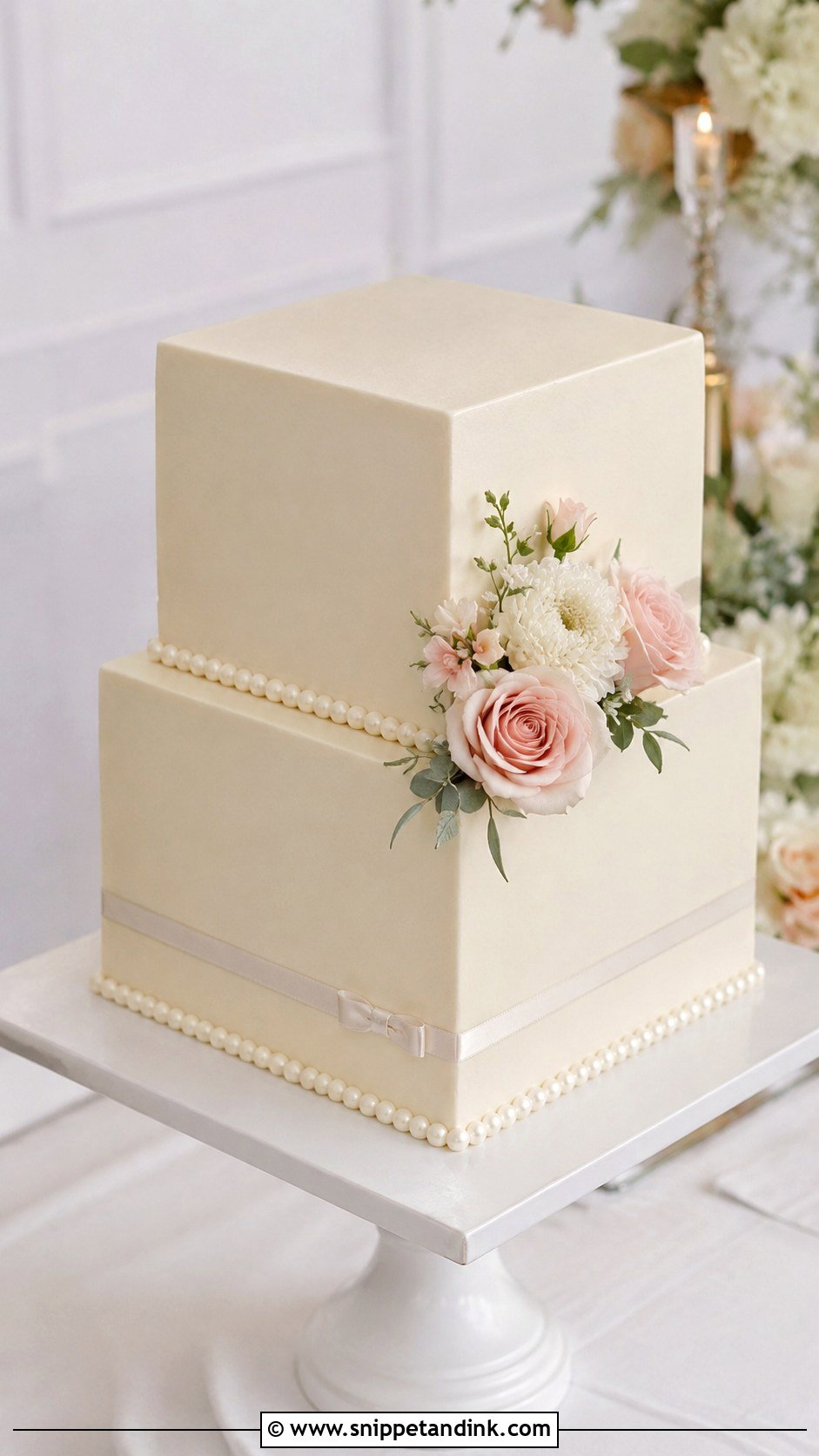 Square Wedding Cake - Snippet and Ink - 20 Cute Cake Ideas for Wedding