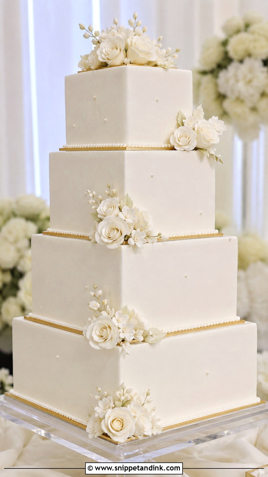 Square Wedding Cake - Snippet and Ink - 20 Display Cake Ideas for Wedding
