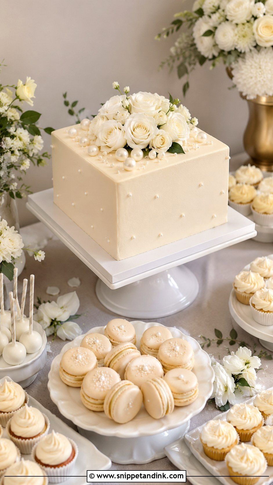 Square Wedding Cake Dessert Table - Snippet and Ink - 30 Square Wedding Cakes 1 Tier