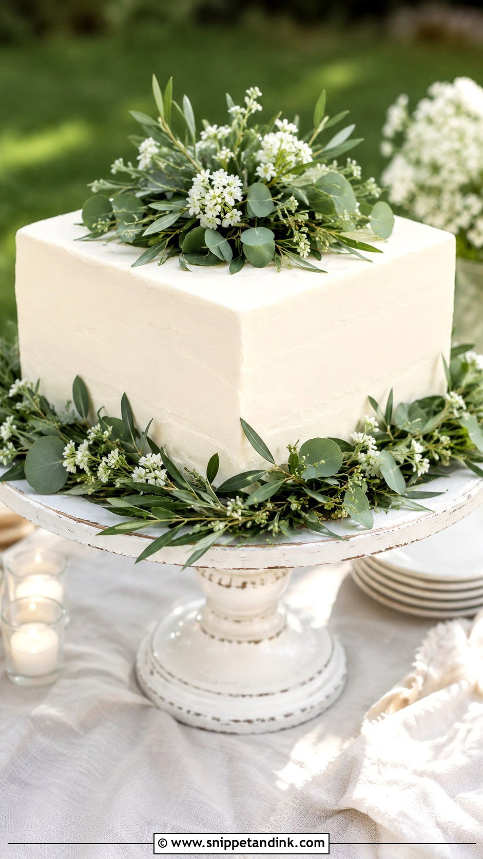 Square Wedding Cake With Blue Flowers - Snippet and Ink - 30 Square Wedding Cakes 1 Tier