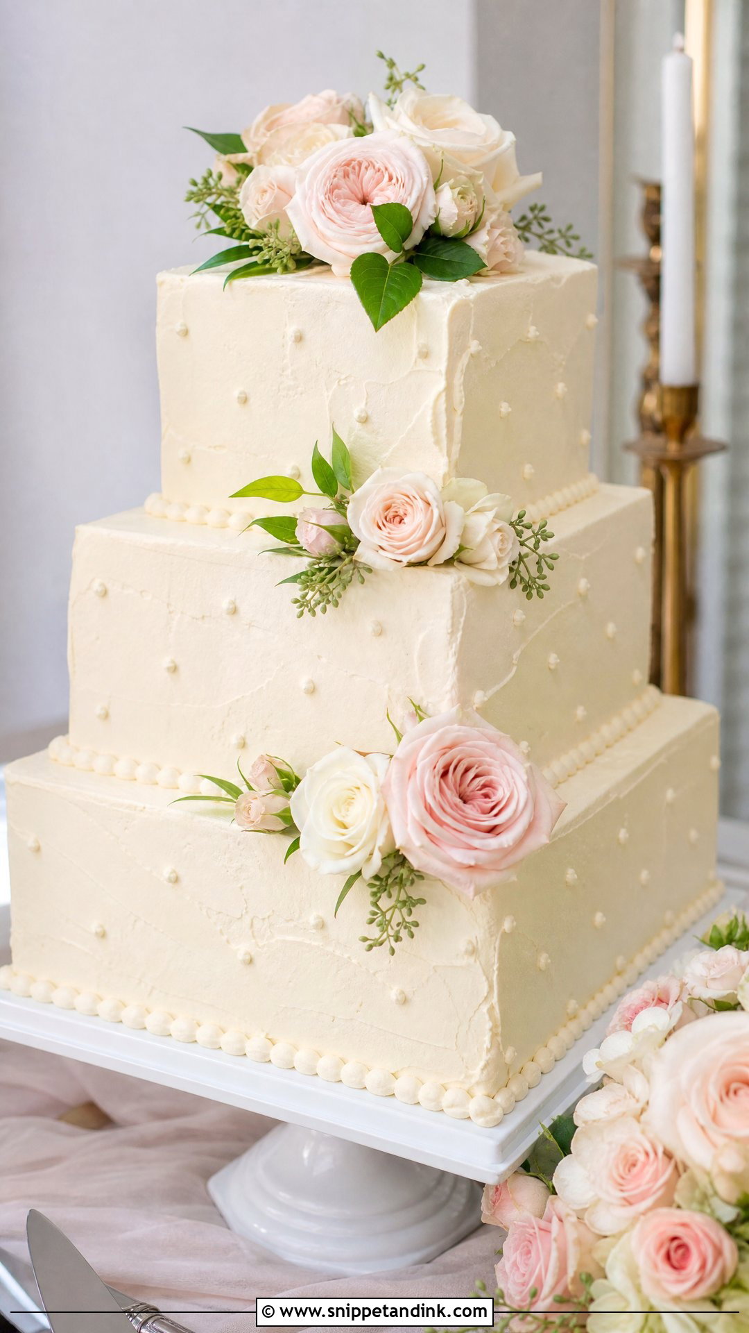 Square Wedding Cake With Buttercream - Snippet and Ink - 20 Square Wedding Cakes